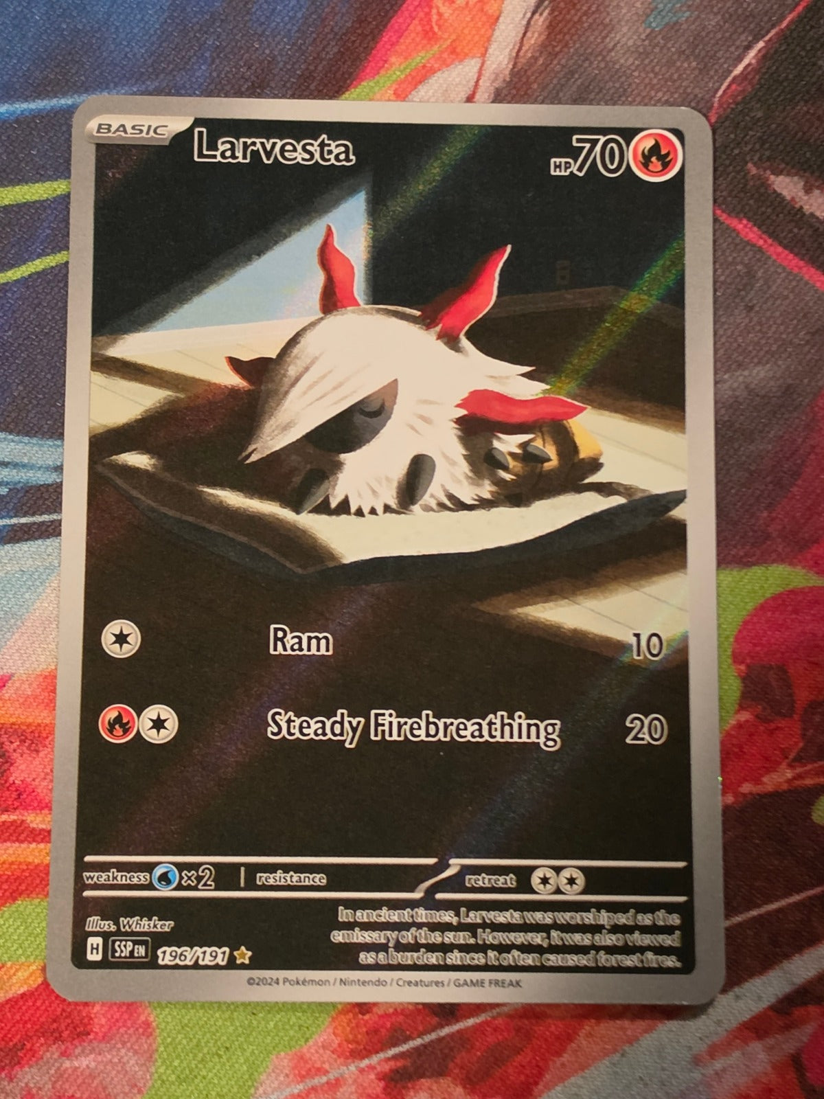 Larvesta Illustration Rare SV08: Surging Sparks 196/191 NM Pokemon