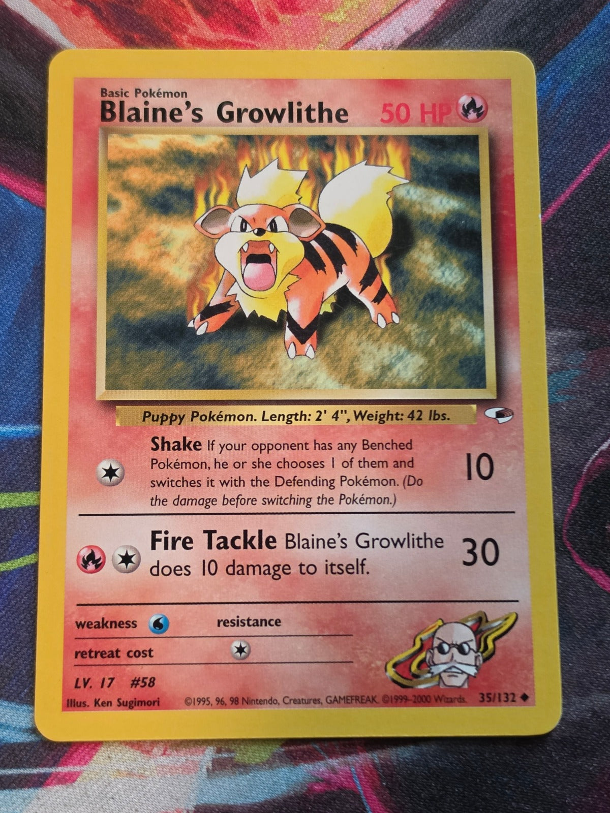 Blaine's Growlithe (35) - 035/132 - Gym Heroes - Uncommon - Unlimited - LP Pokemon