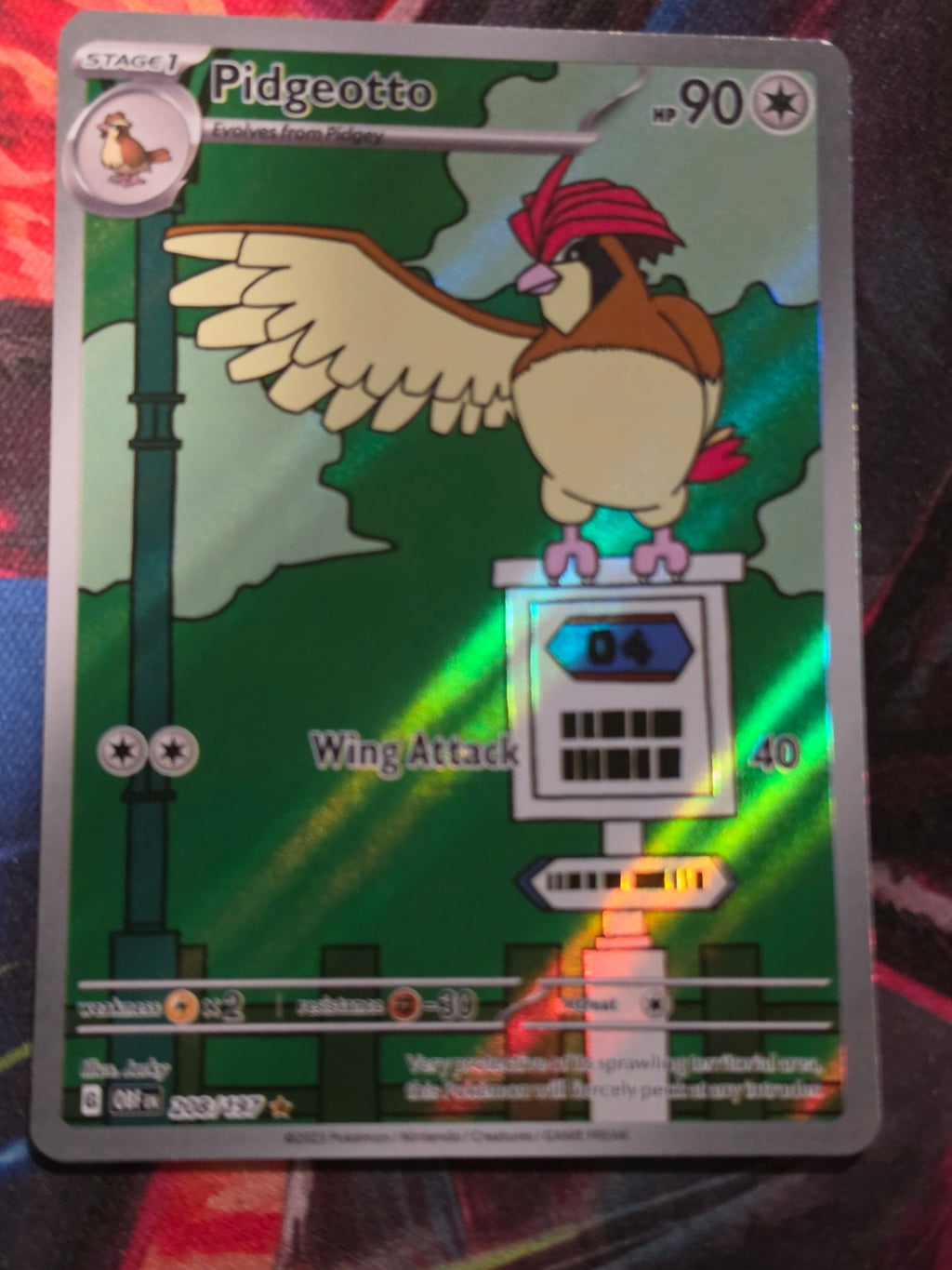 Pidgeotto Illustration Rare Obsidian Flames 208/197 NM Pokemon