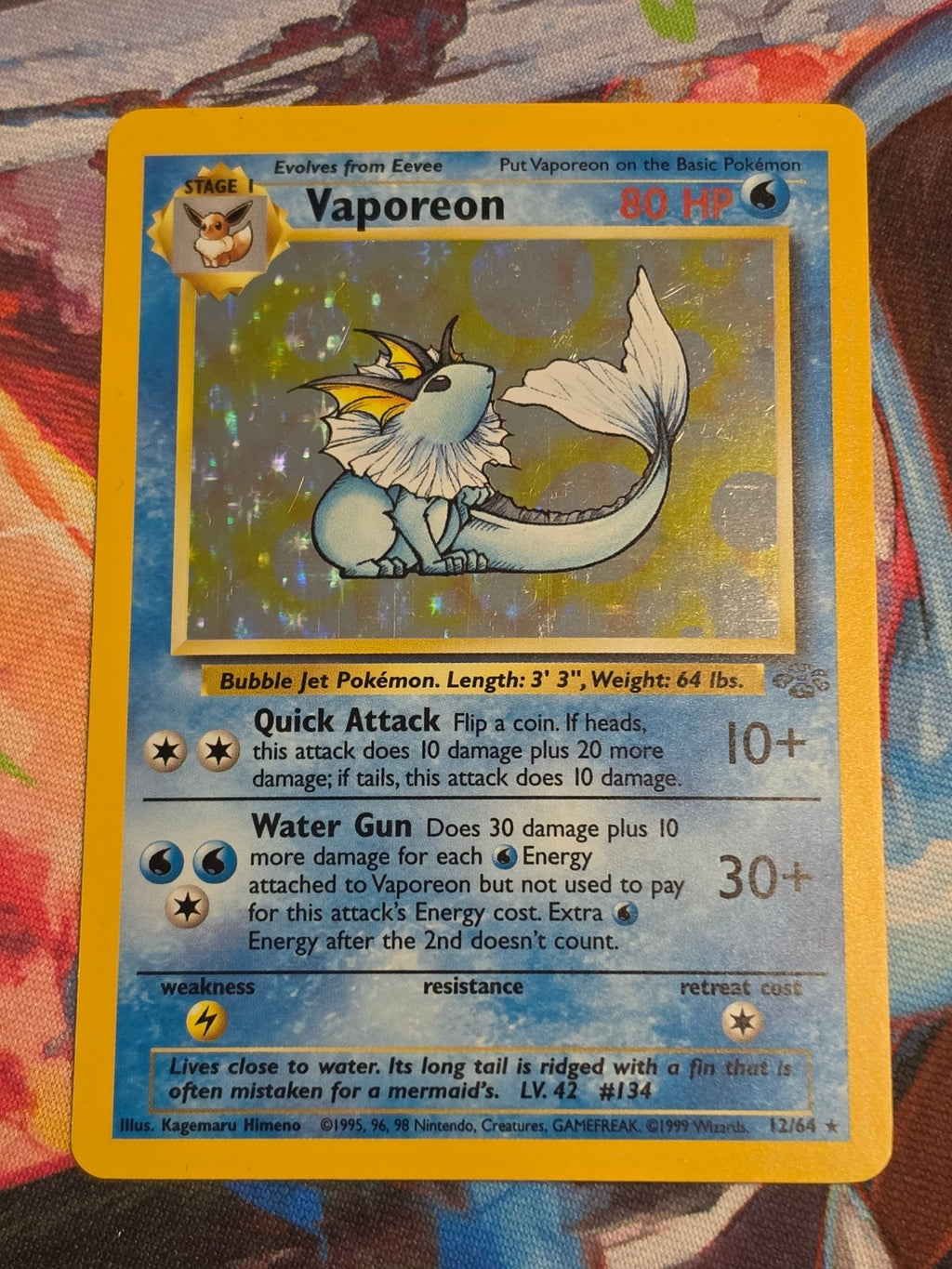 Vaporeon Holo Rare Jungle 12/64 NM-/LP+ Pokemon