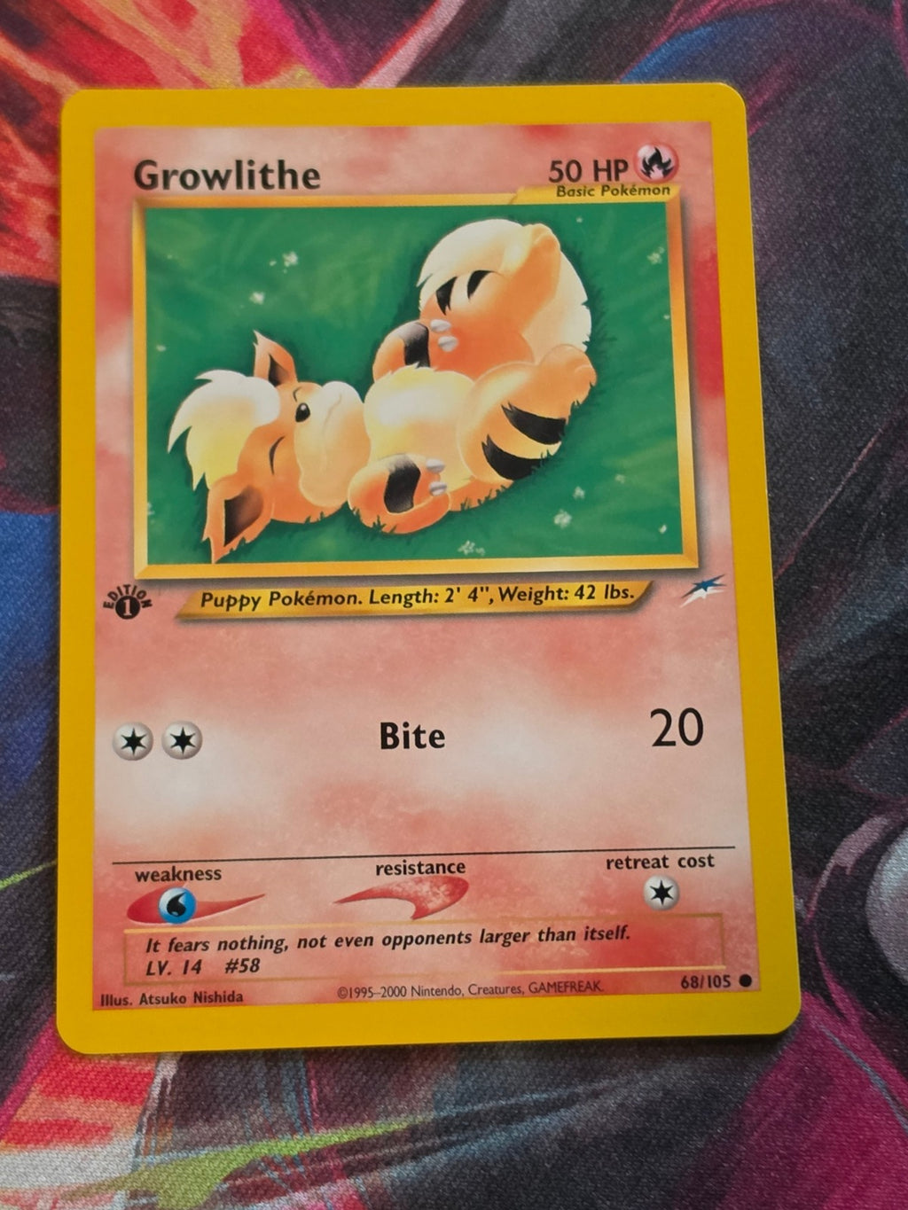 Growlithe - 068/105 - Neo Destiny - Common - 1st Edition - NM Pokemon