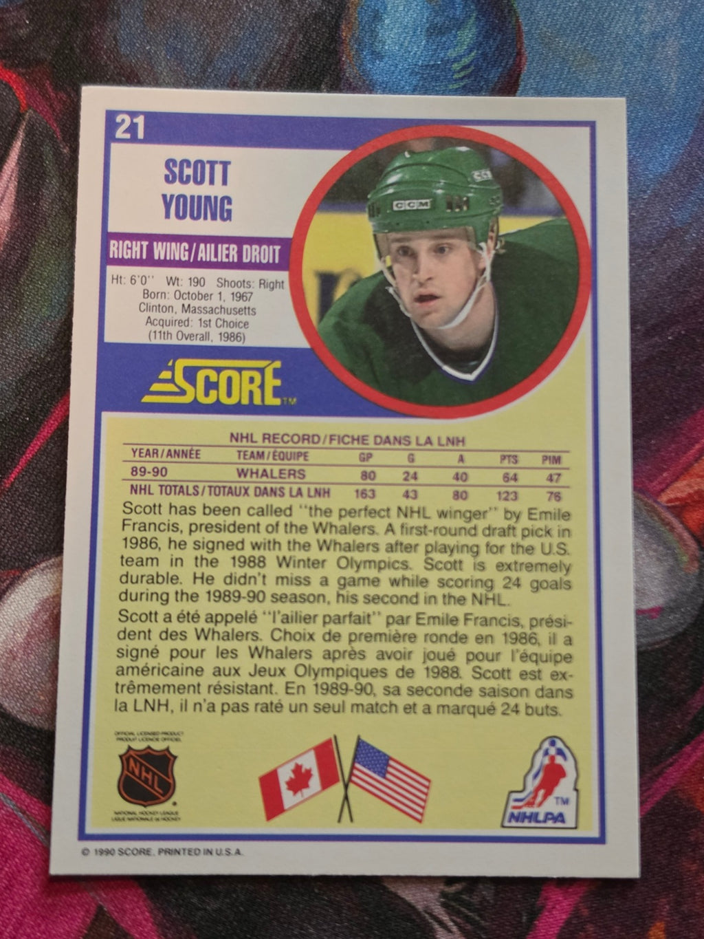 Scott Young 1990-91 Score Canadian #21 NM Hockey (Back)