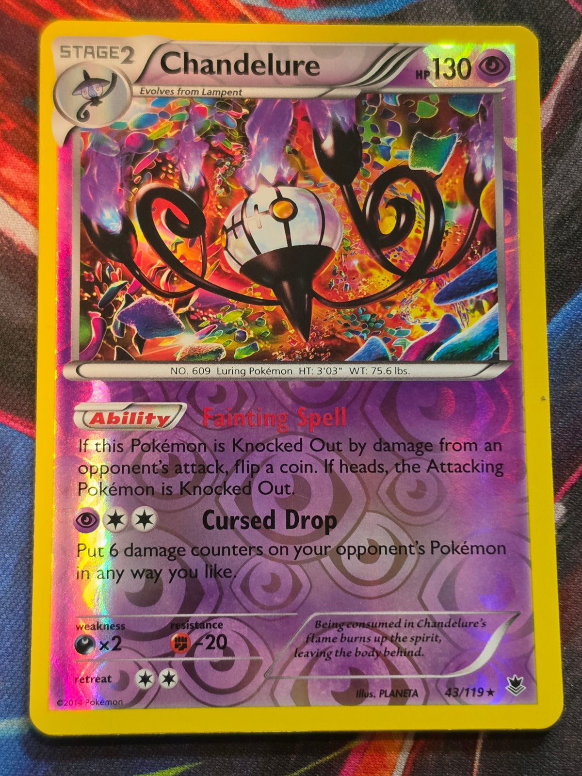 Chandelure - 43/119 - XY - Phantom Forces - Holo Rare - Reverse Holo - LP Pokemon