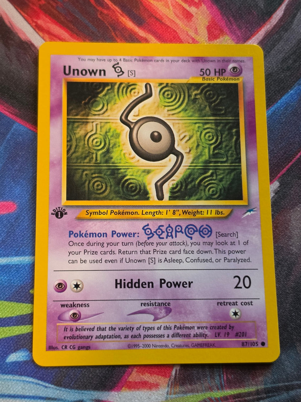 Unown [S] - 087/105 - Neo Destiny - Common - 1st Edition - NM Pokemon