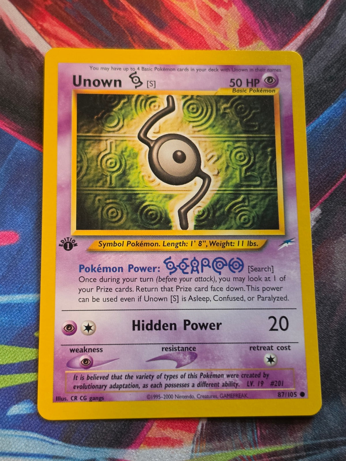 Unown [S] - 087/105 - Neo Destiny - Common - 1st Edition - NM Pokemon