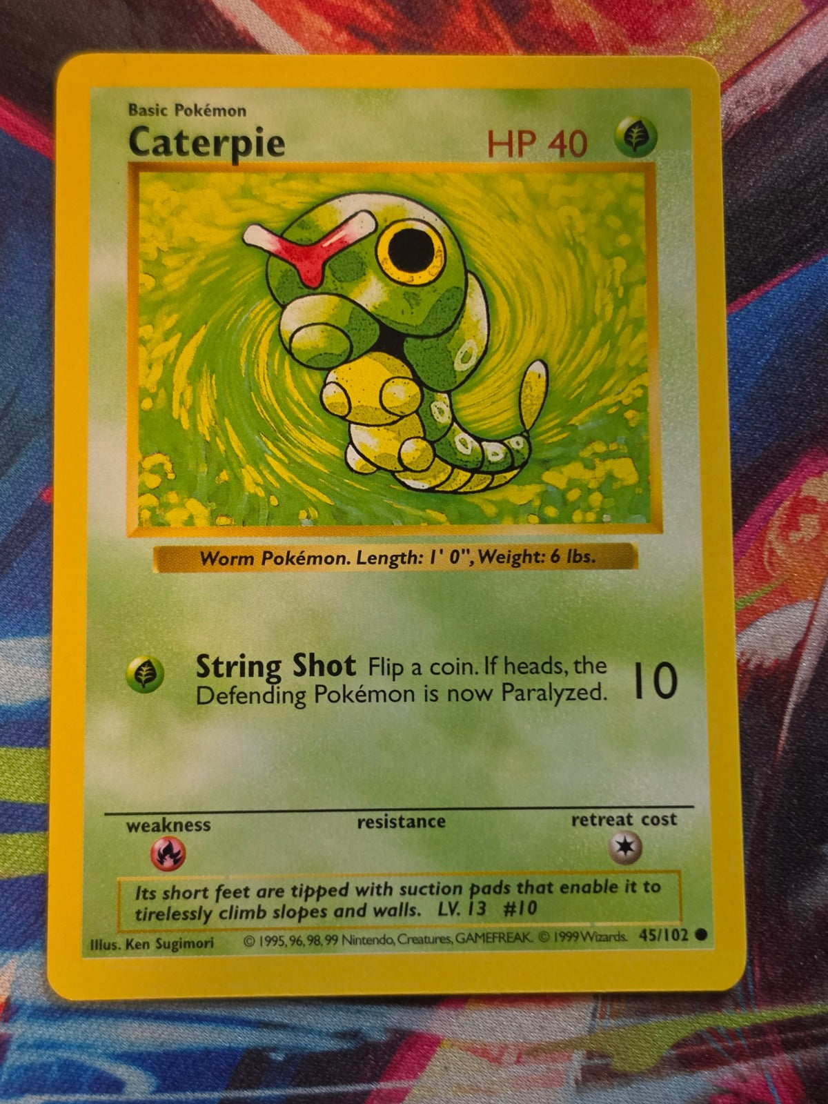 Caterpie Shadowless Base Set Common 045/102 NM Pokemon