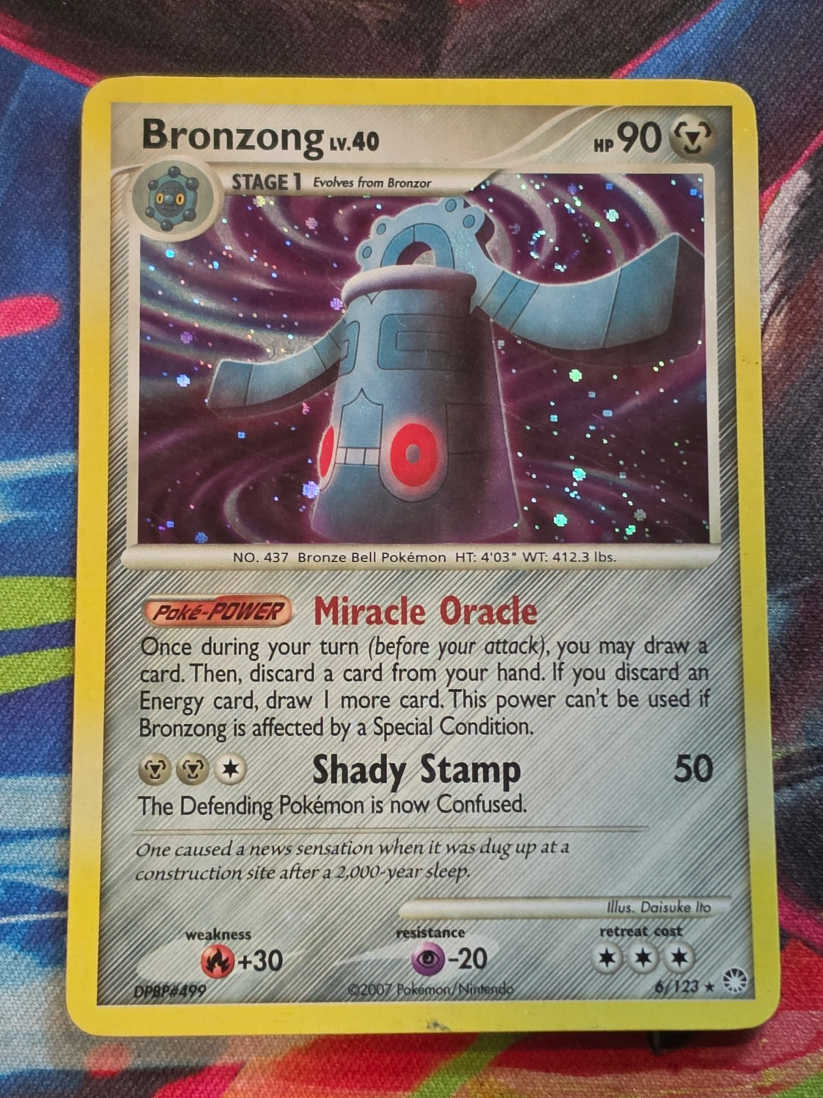 Bronzong Holo Rare Mysterious Treasures 6/123 MP *Clean but with bubbling around the "B" Pokemon