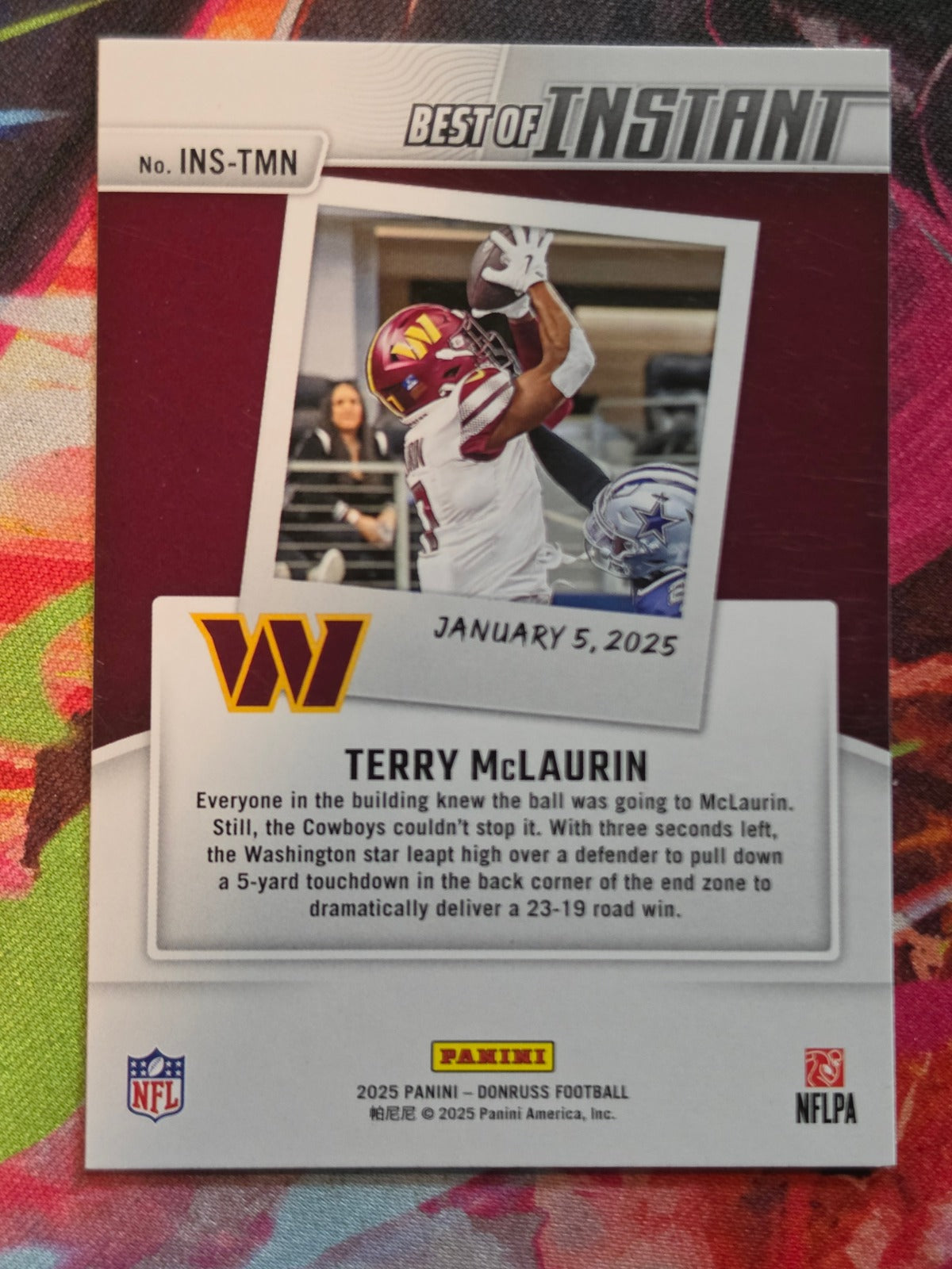 Terry McLaurin 2025 Donruss - Best of Instant INS-TMN NM Football (Back)