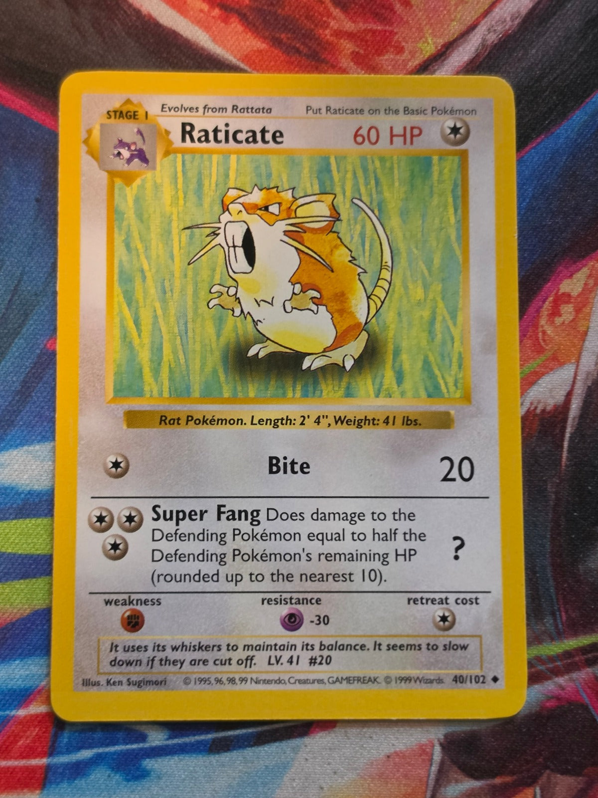 Raticate Shadowless Base Set Uncommon 040/102 NM-/LP+ Pokemon