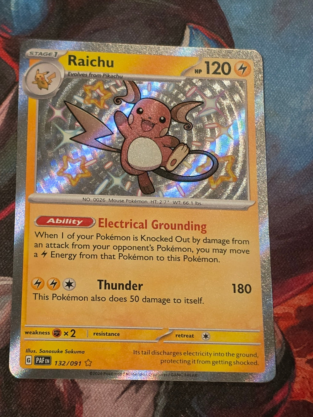 Raichu Shiny Rare Paldean Fates 132/091 NM Pokemon
