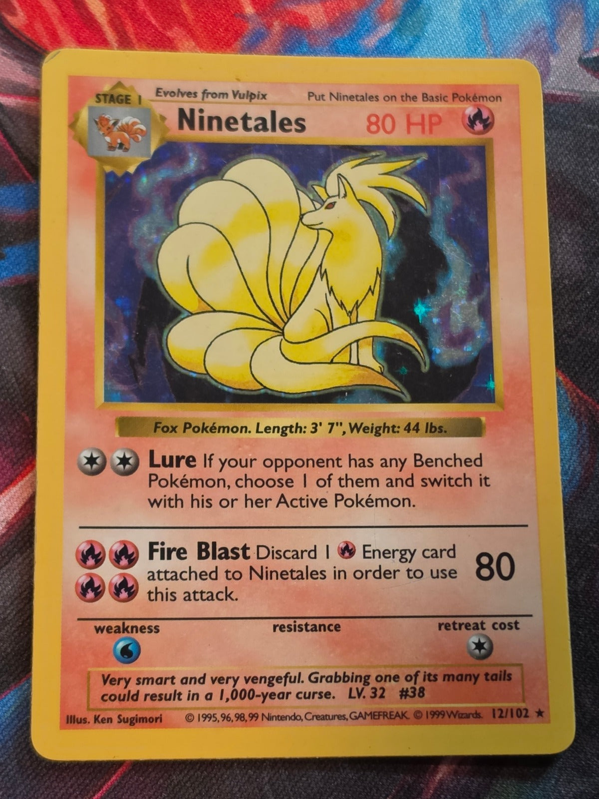 Ninetales Holo Rare Base Set Shadowless 012/102 MP Pokemon