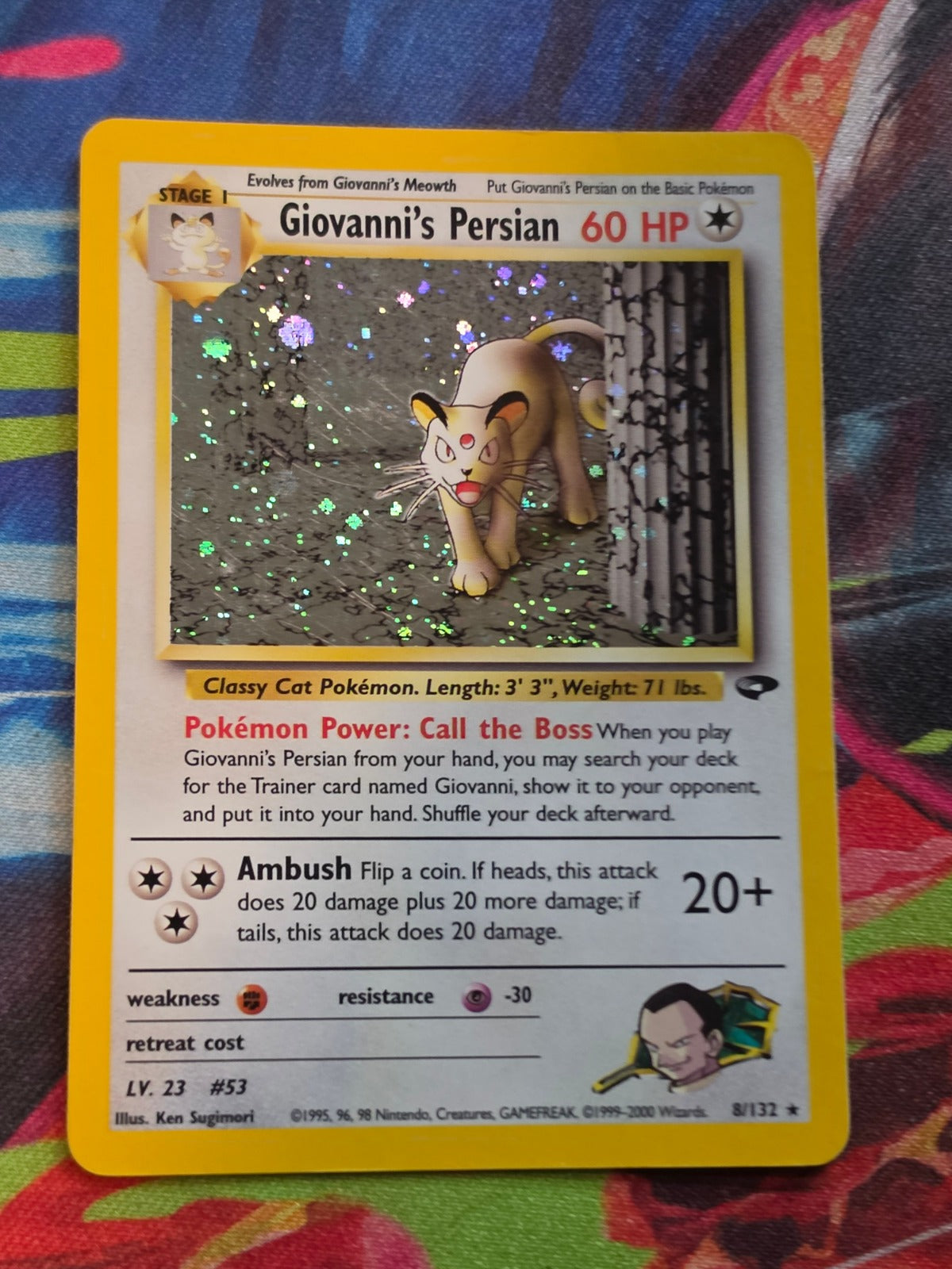 Giovanni's Persian Holo Rare Unlimited Gym Challenge 008/132 LP Pokemon