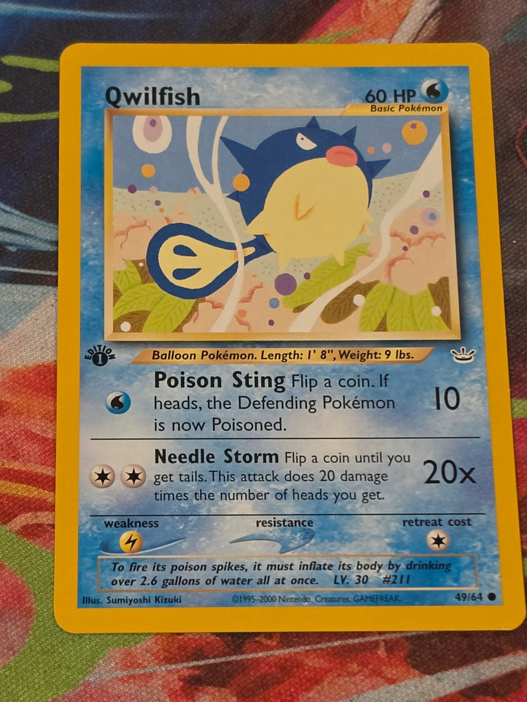 Qwilfish - 49/64 - Neo Revelation - Common - 1st Edition - LP Pokemon