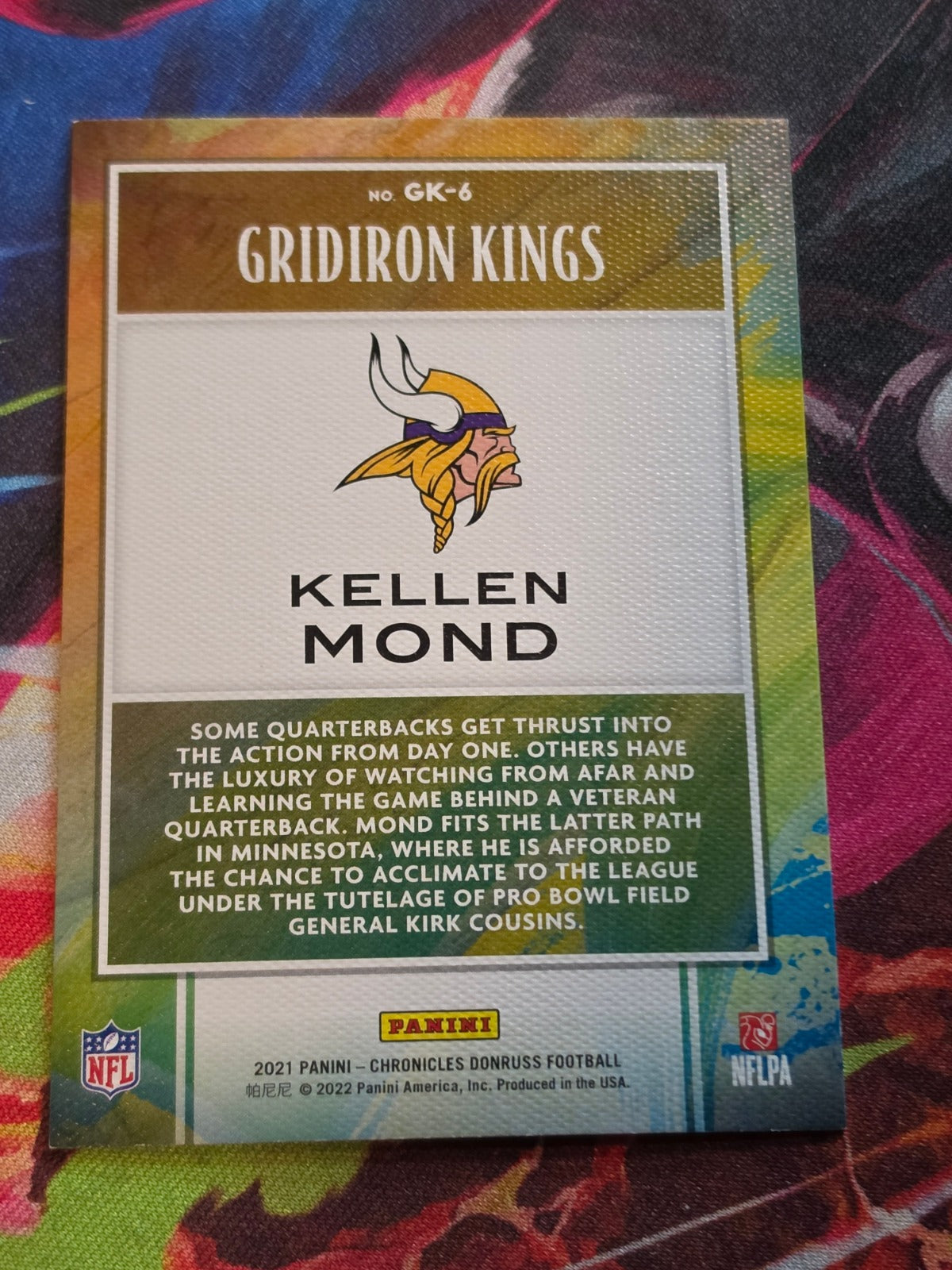Kellen Mond 2021 Panini Chronicles - Gridiron Kings Pink GK-6 NM Football (Back)