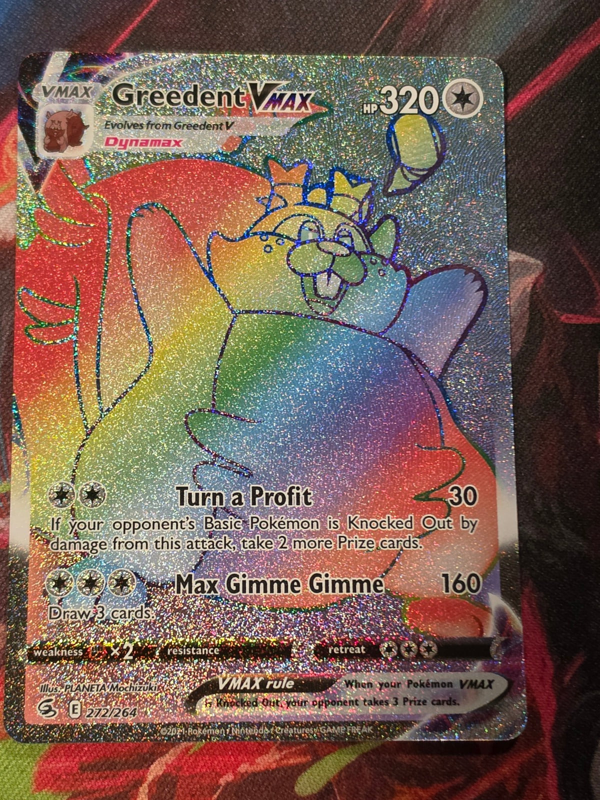 Greedent VMAX Secret Rare Fusion Strike 272/264 NM Pokemon