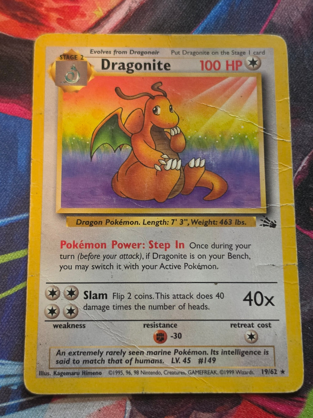 Dragonite (19) Unlimited Rare Fossil 19/62 HP/DMG Pokemon