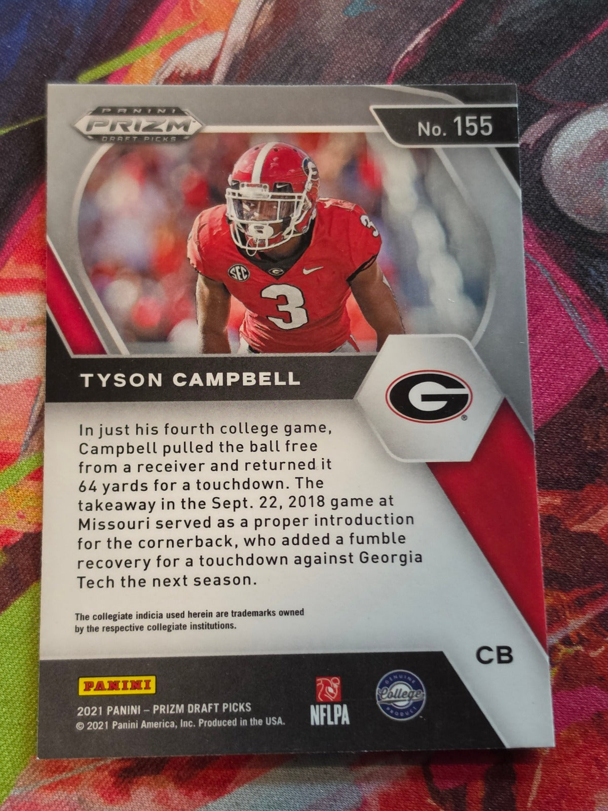 Tyson Campbell 2021 Panini Prizm Draft Picks - Green Wave Prizm 155 NM Football (Back)