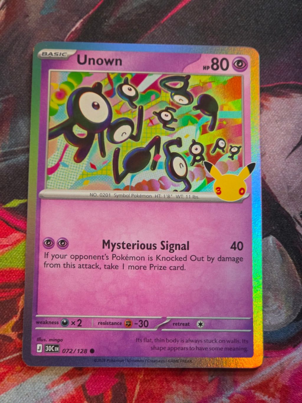 Unown Common ME: 30th Celebration 072/128 NM Pokemon