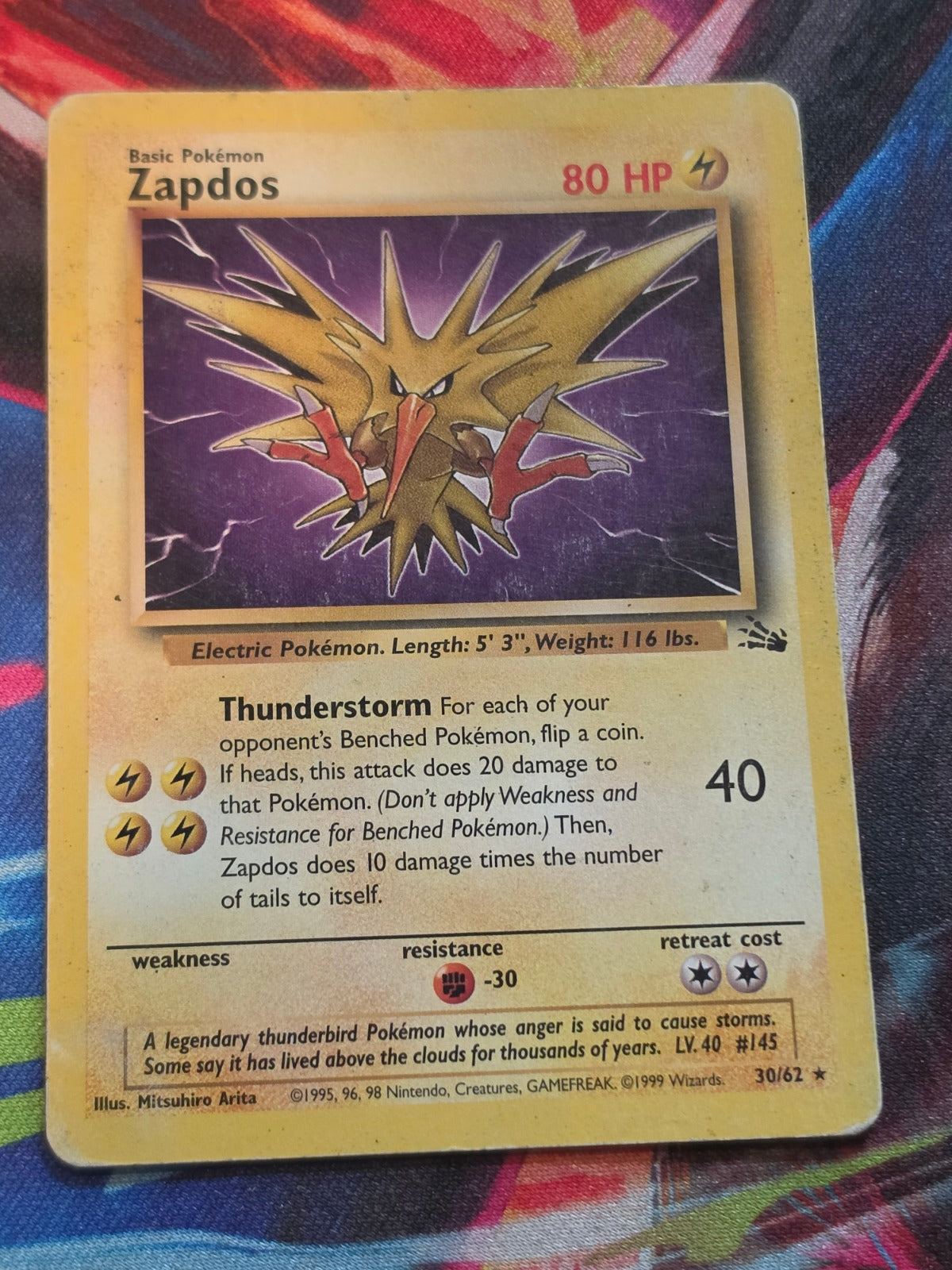 Zapdos (30) Unlimited Rare Fossil 30/62 MP Pokemon