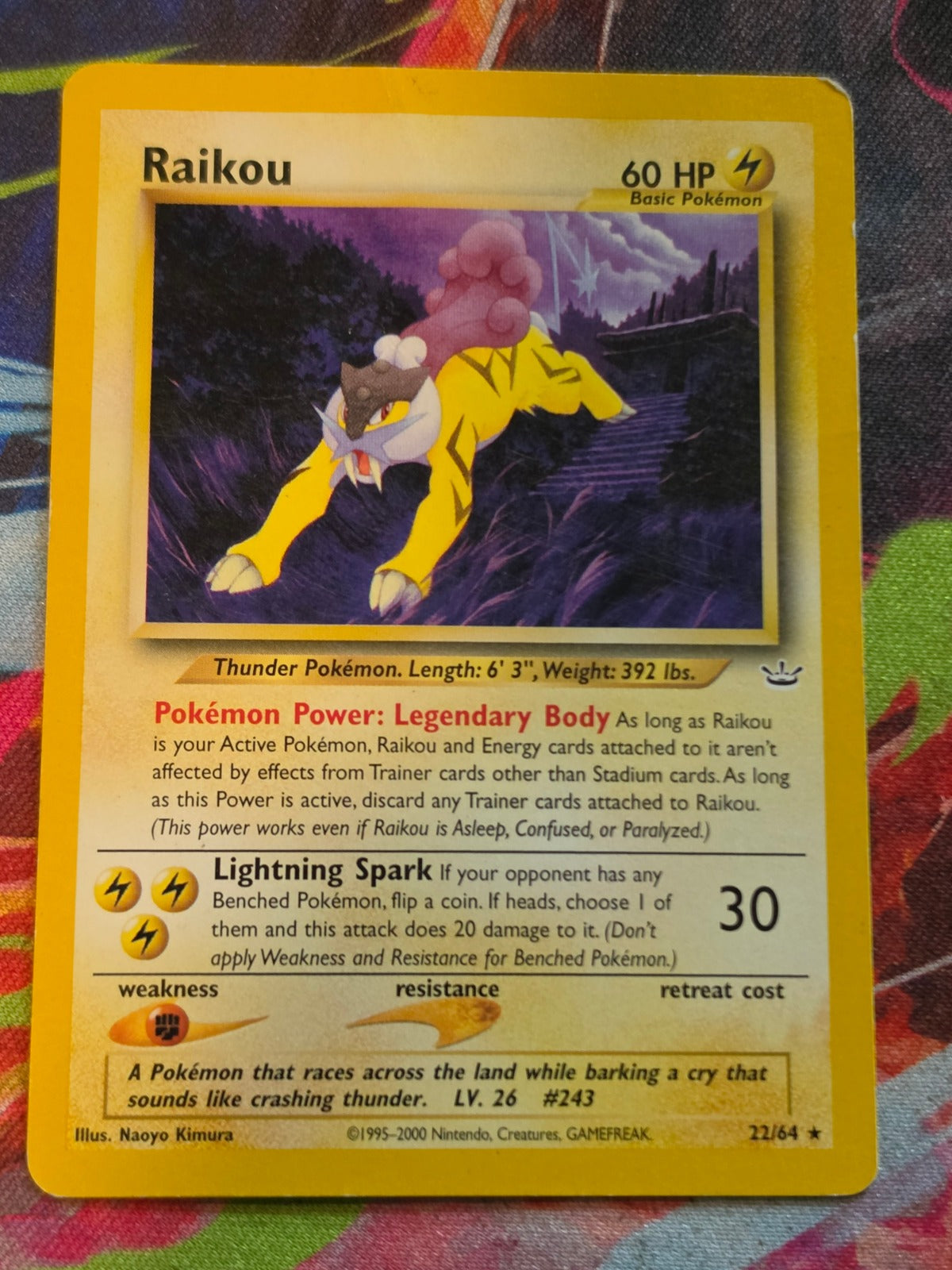 Raikou (22) Rare Unlimited Neo Revelation 22/64 HP Pokemon