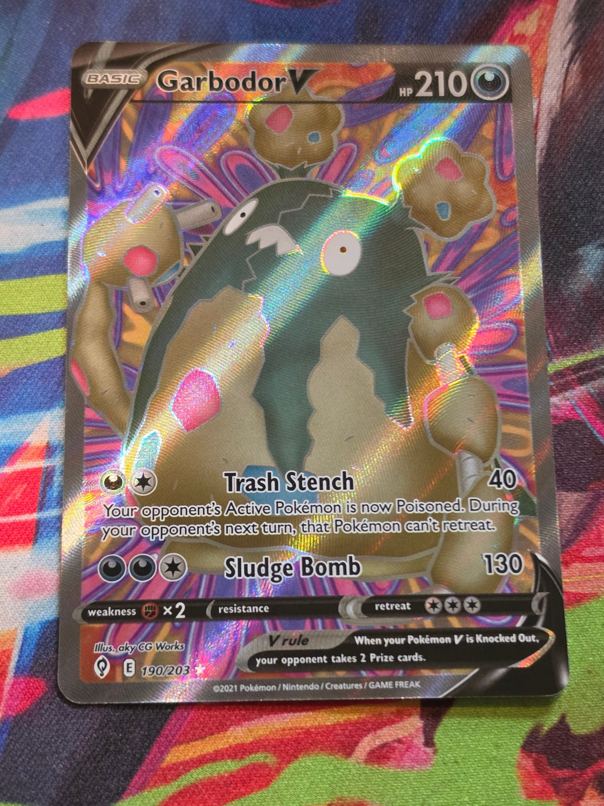Garbodor V (Full Art) Ultra Rare SWSH07: Evolving Skies 190/203 NM Pokemon