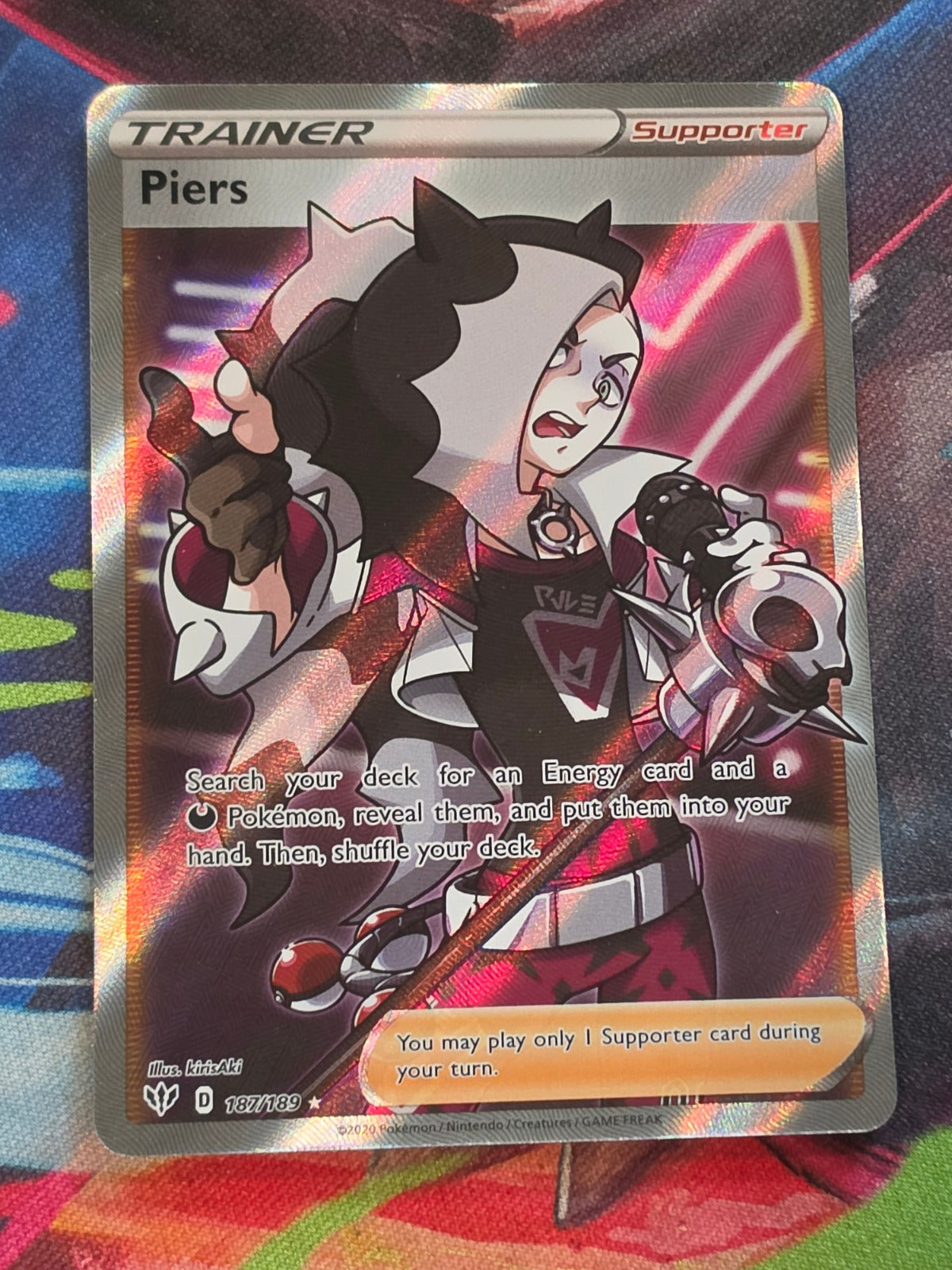 Piers (Full Art) Ultra Rare SWSH03: Darkness Ablaze 187/189 NM Pokemon