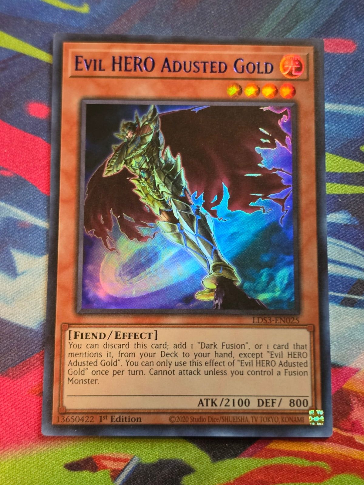 Evil HERO Adusted Gold (Blue) Ultra Rare Legendary Duelists: Season 3 LDS3-EN025 LP