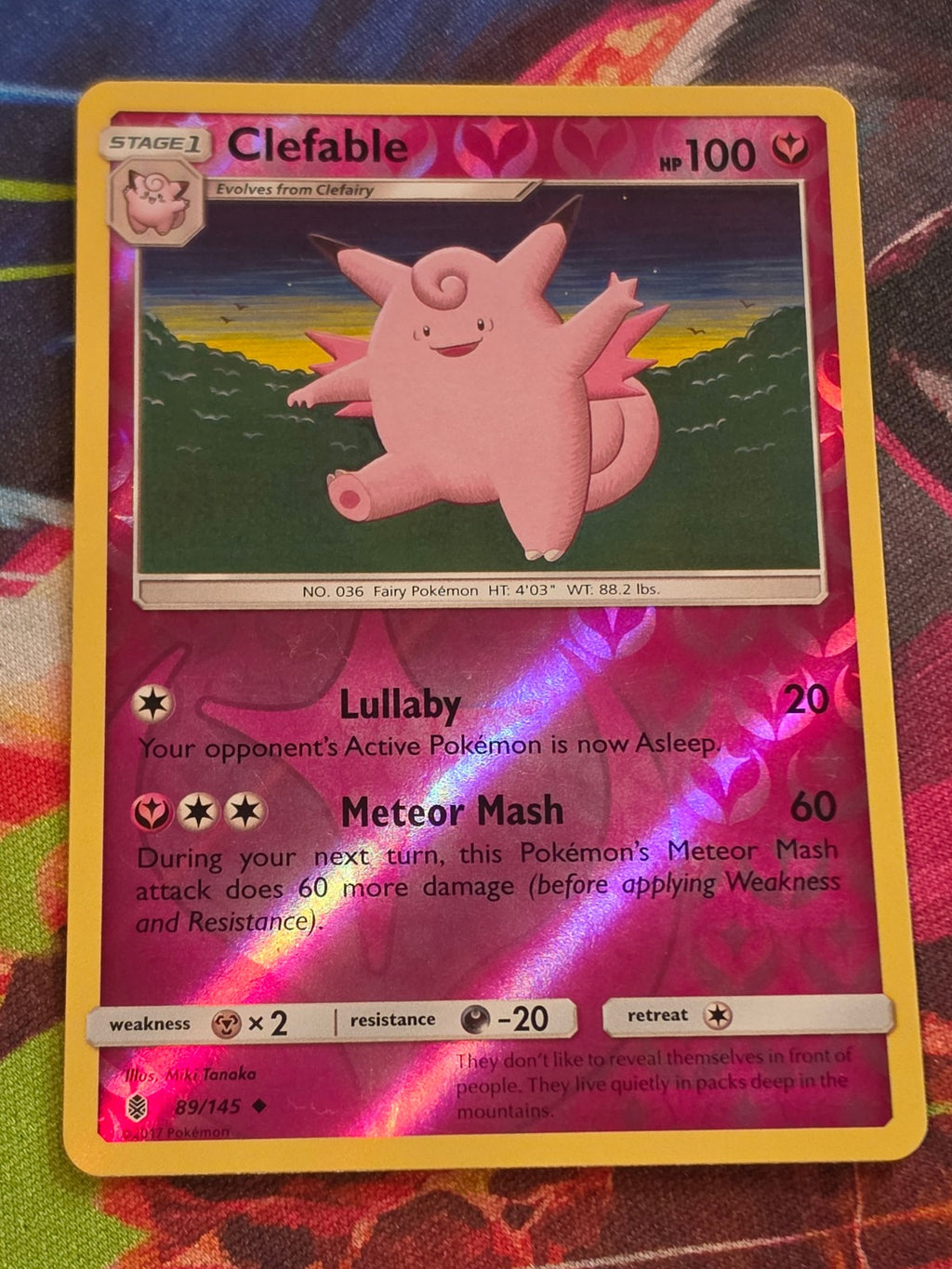 Clefable - 89/145 - SM - Guardians Rising - Uncommon - Reverse Holo - LP - Pokemon