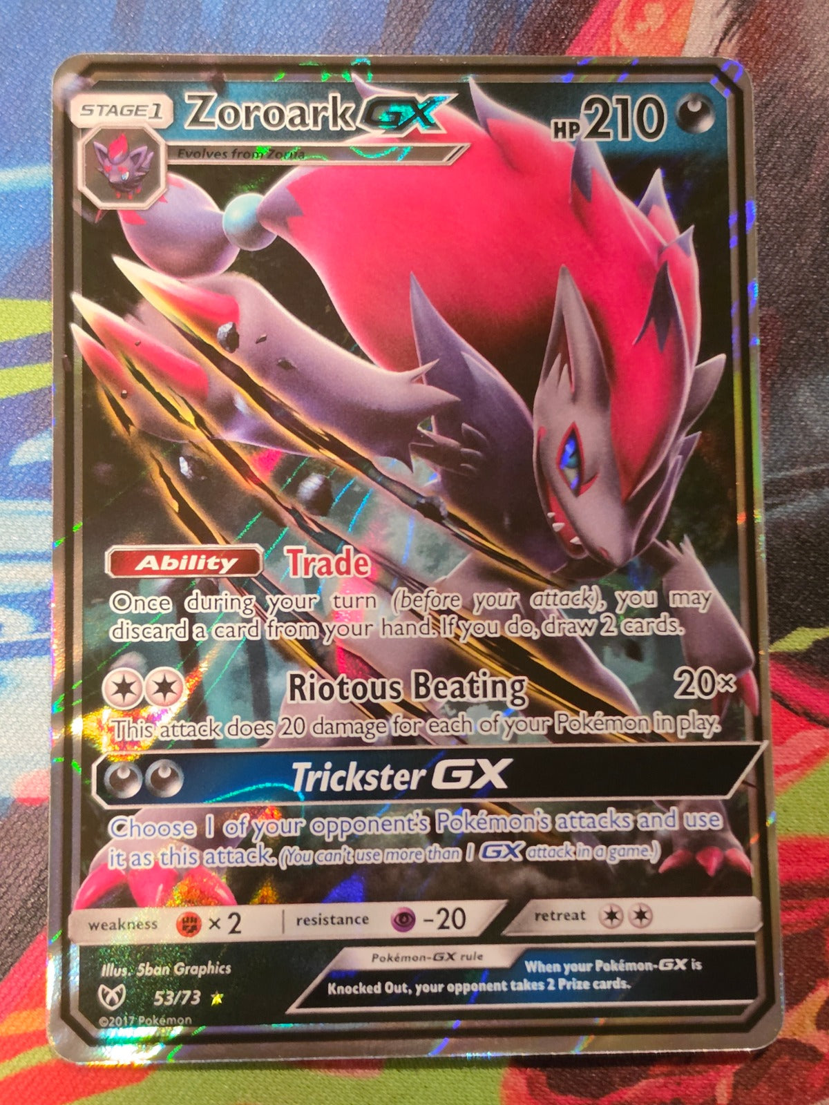 Zoroark GX Ultra Rare Shining Legends 53/73 NM Pokemon