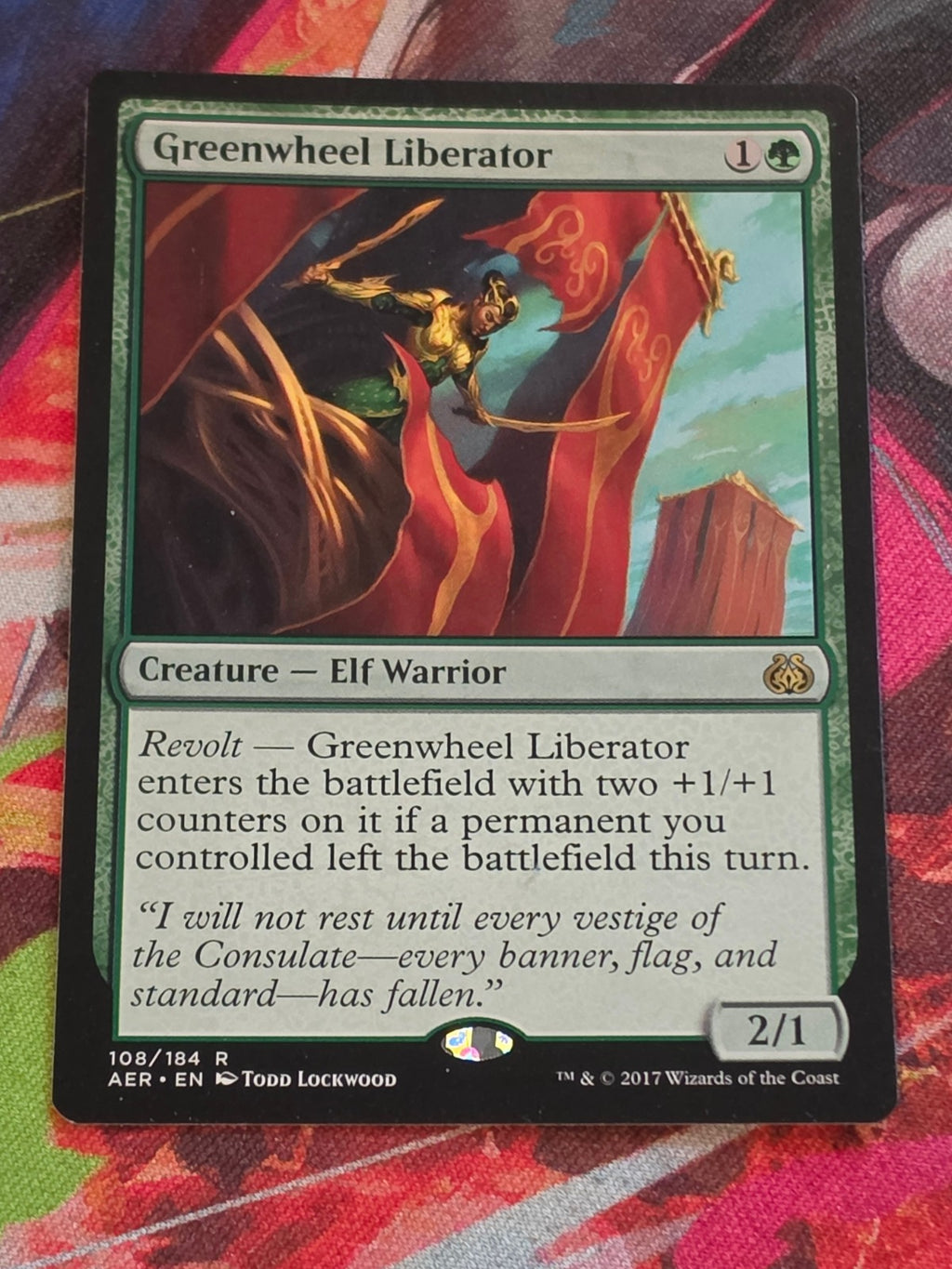Greenwheel Liberator - 108 - Aether Revolt - Rare - LP - MTG