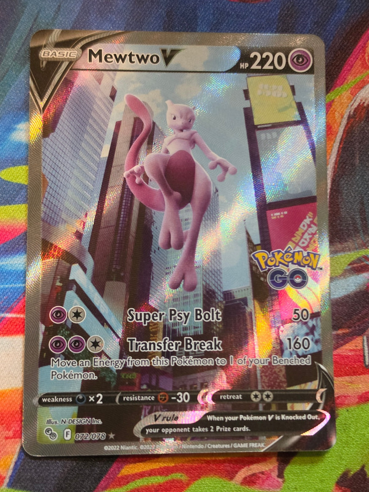 Mewtwo V (Alternate Full Art) Ultra Rare Pokemon GO 072/078 NM Pokemon