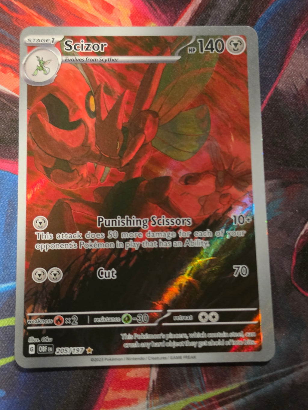 Scizor Illustration Rare Obsidian Flames 205/197 NM Pokemon