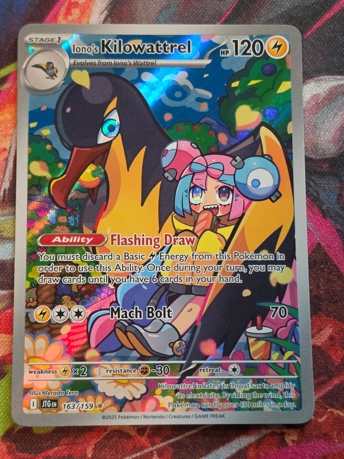 Iono's Kilowattrel Illustration Rare Journey Together 163/159 NM Pokemon