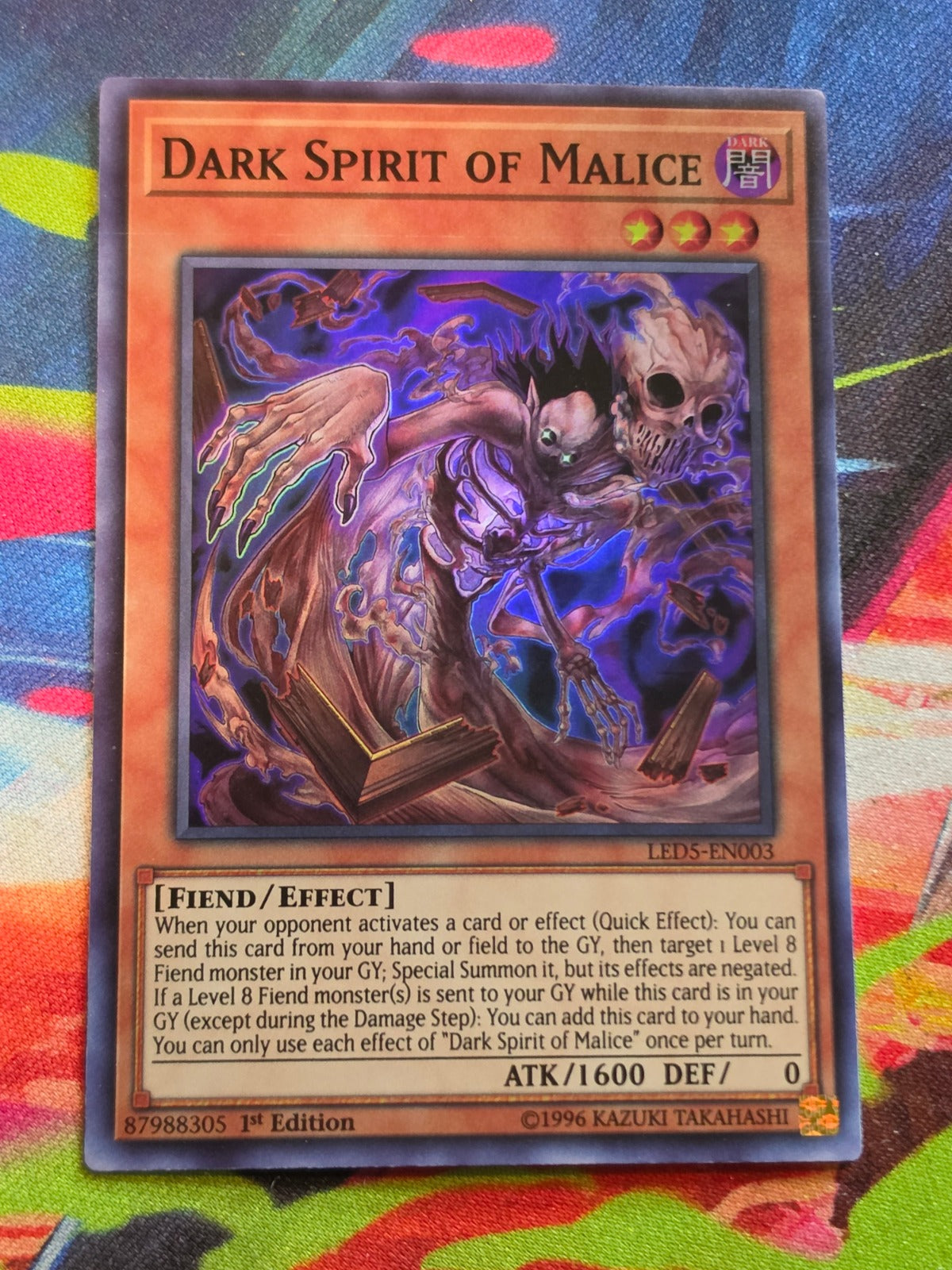 Dark Spirit of Malice Super Rare Legendary Duelists: Immortal Destiny LED5-EN003 LP
