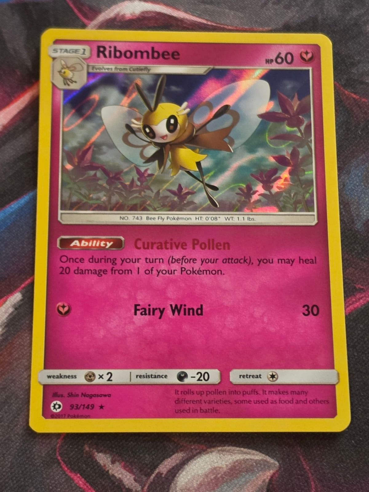 Ribombee - 93/149 - SM Base Set - Holo Rare - NM - Pokemon