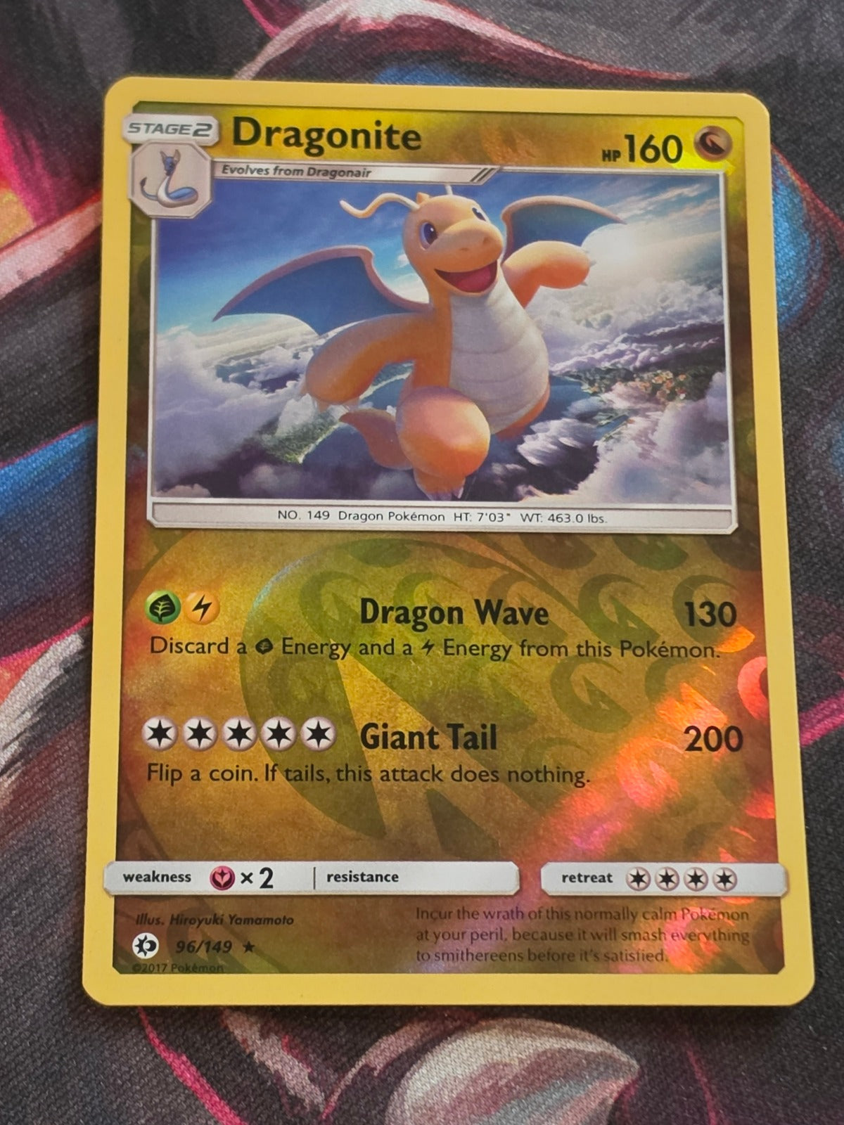 Dragonite - 96/149 - SM Base Set - Holo Rare - Reverse Holo - LP - Pokemon