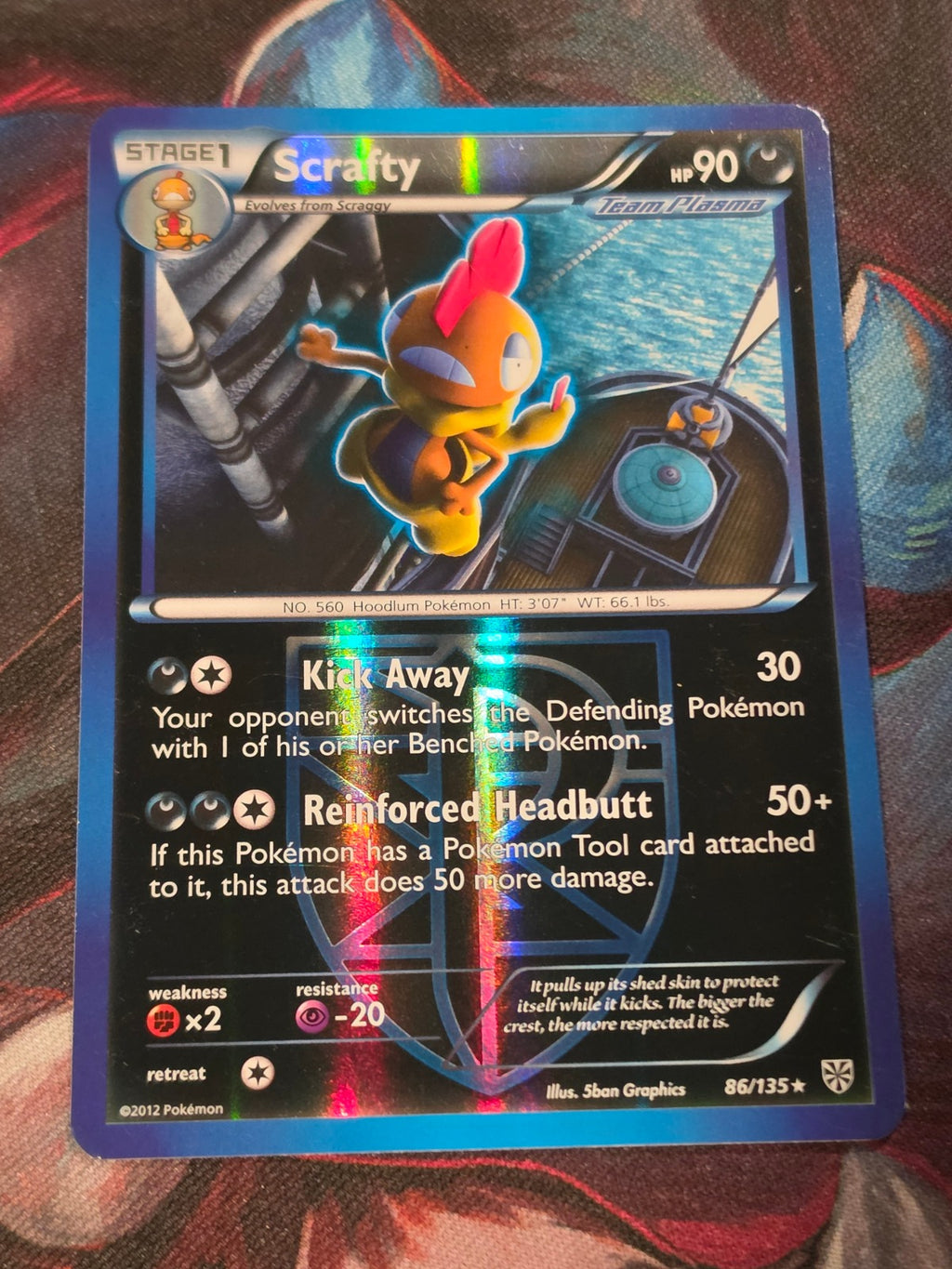 Scrafty (Team Plasma) - 86/135 - Plasma Storm - Rare - Reverse Holo - LP - Pokemon
