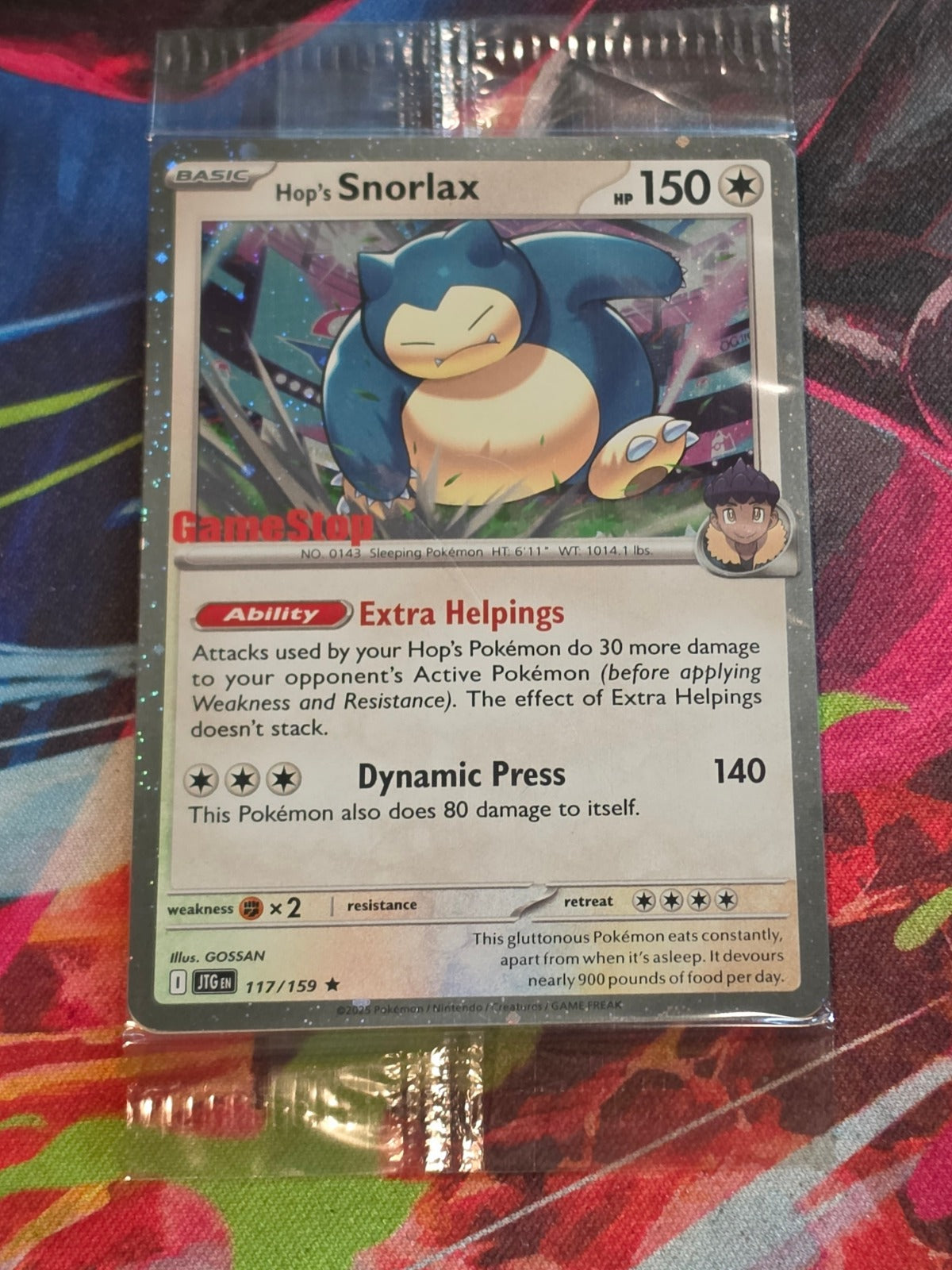 Hop's Snorlax (GameStop) (Cosmos Holo) Promo Miscellaneous Cards & Products 117/159 NM SEALED Pokemon