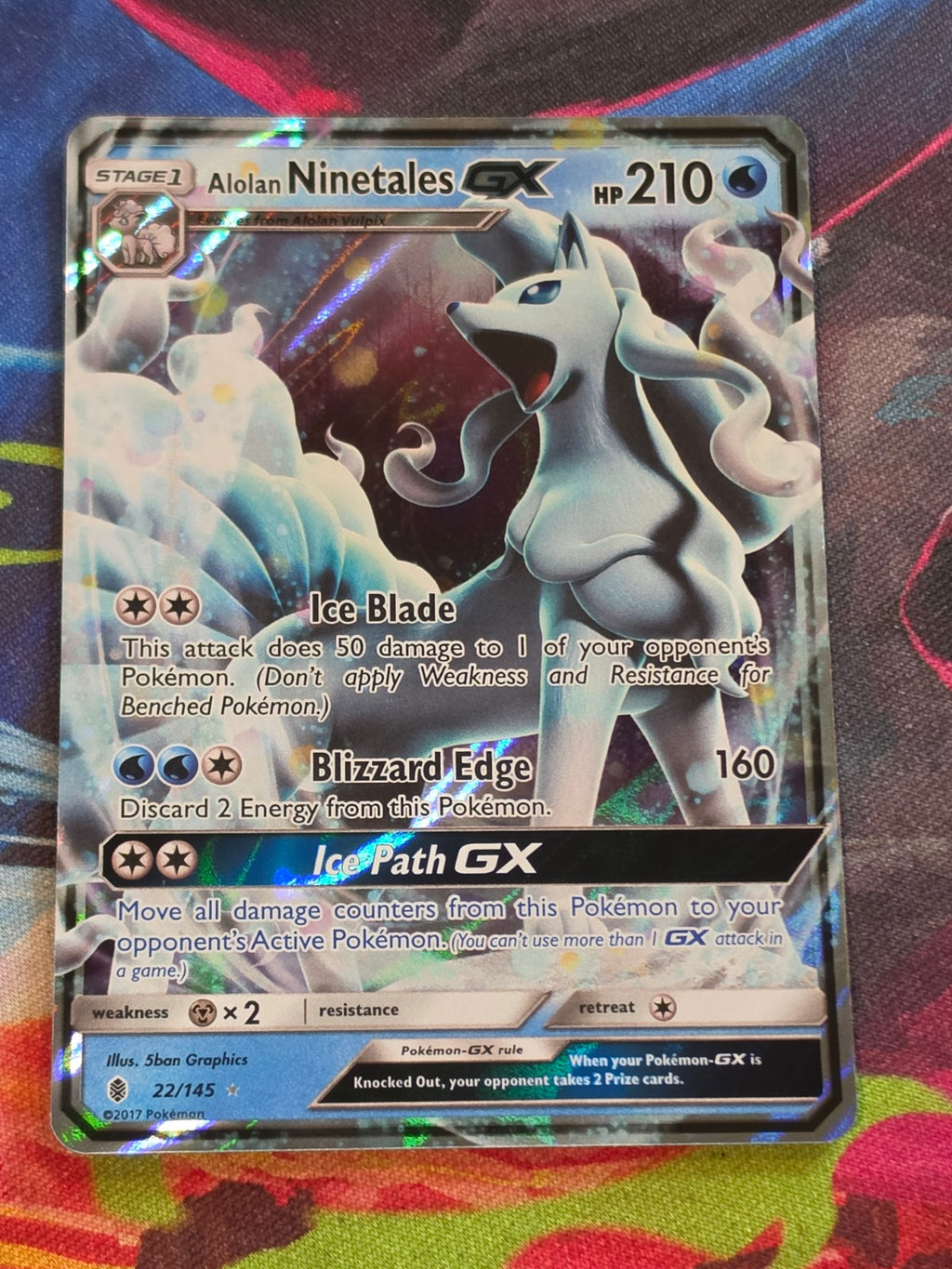 Alolan Ninetales GX - 22/145 - SM - Guardians Rising - Ultra Rare - LP - Pokemon