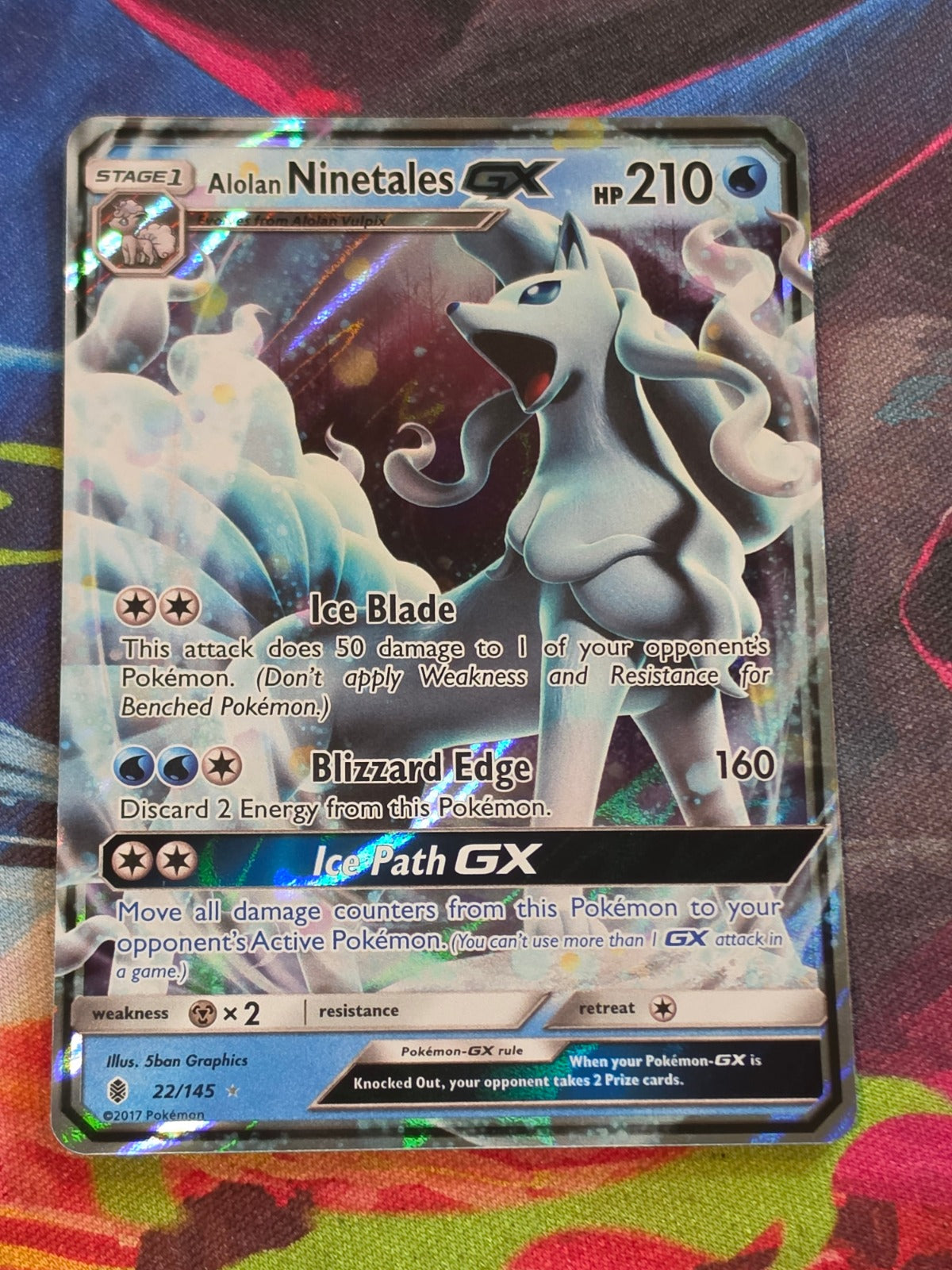 Alolan Ninetales GX - 22/145 - SM - Guardians Rising - Ultra Rare - LP - Pokemon