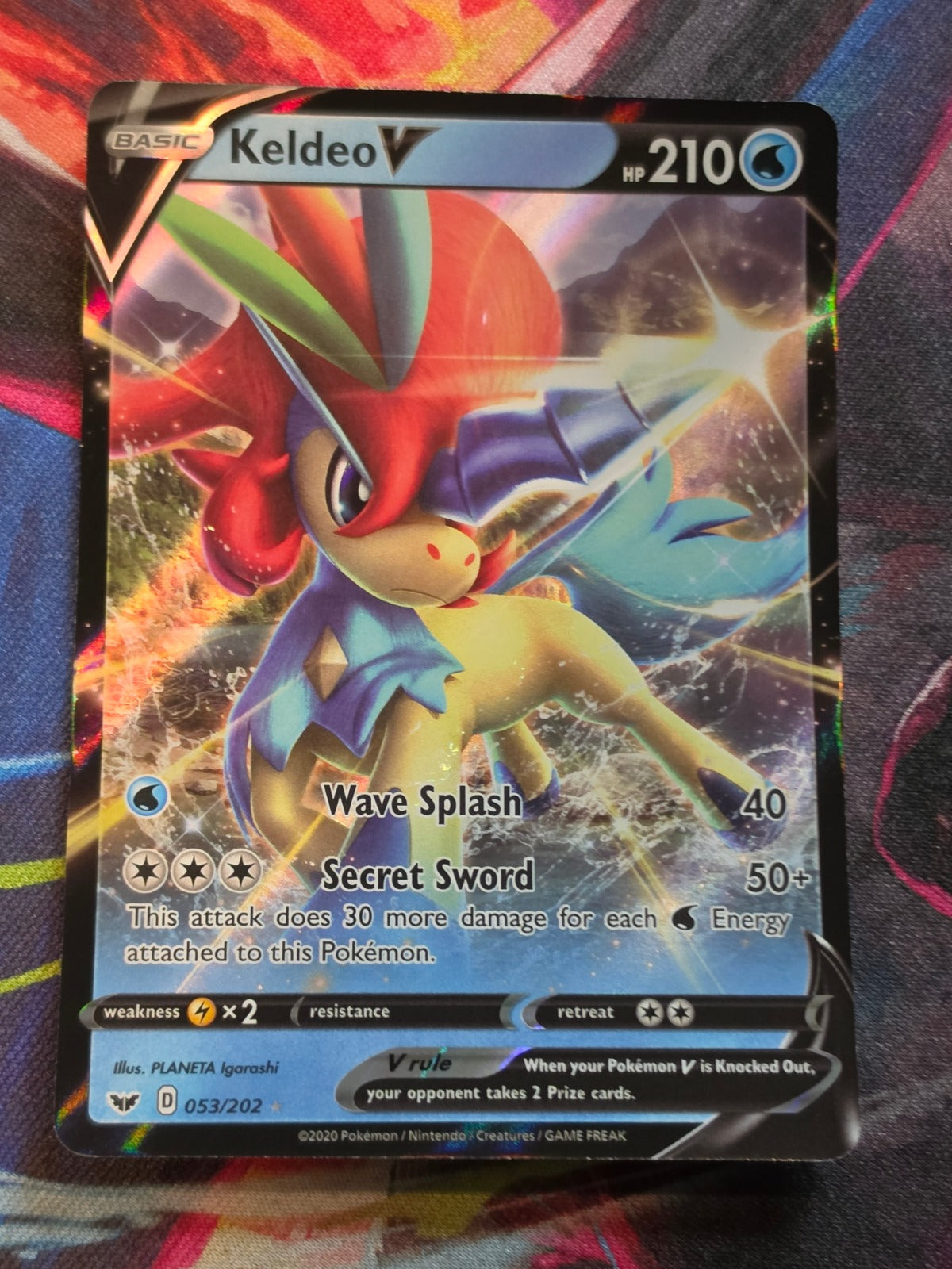 Keldeo V Ultra Rare SWSH01: Sword & Shield Base Set 053/202 NM Pokemon