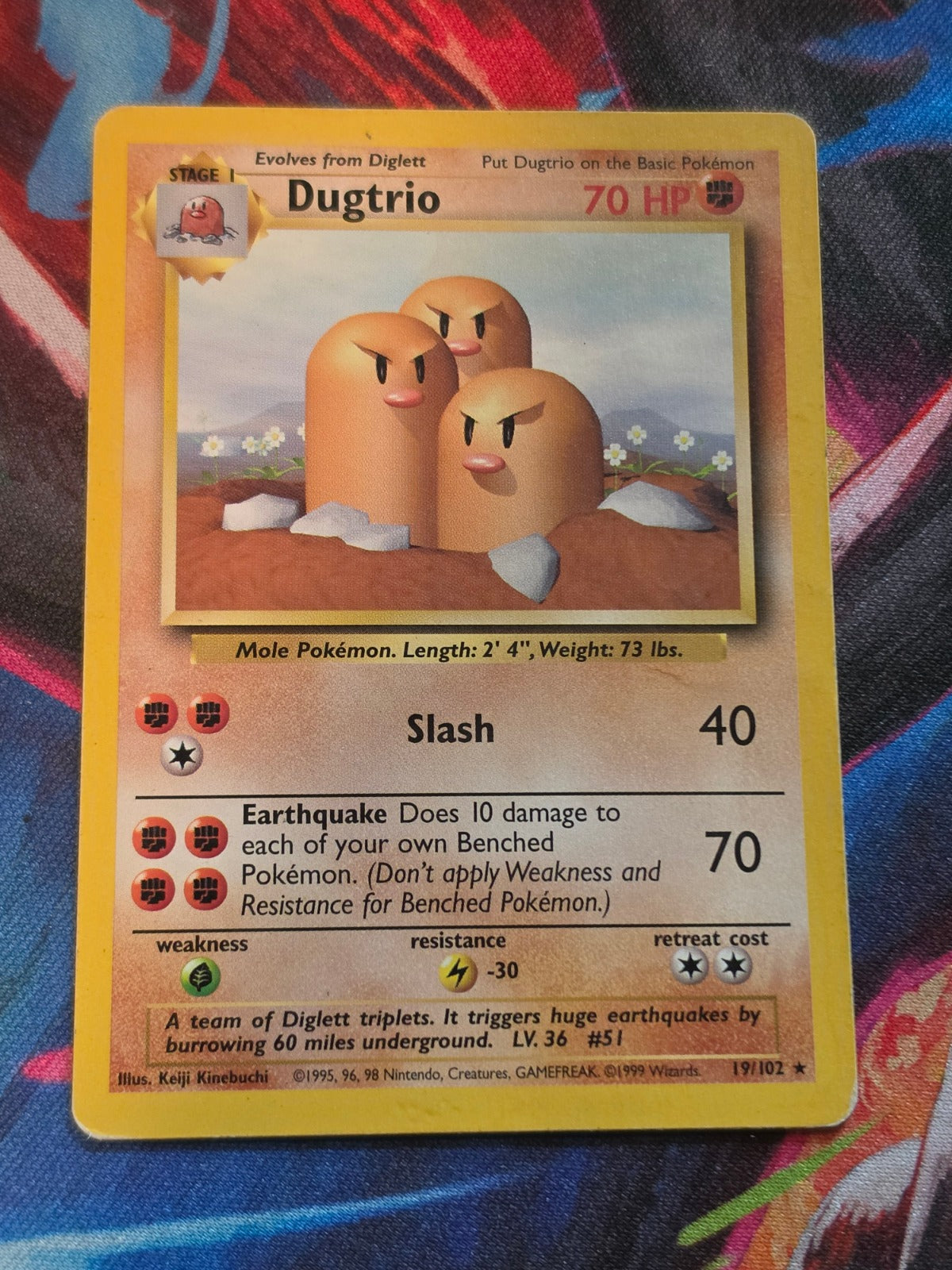 Dugtrio Unlimited Base Set Rare 019/102 MP Pokemon