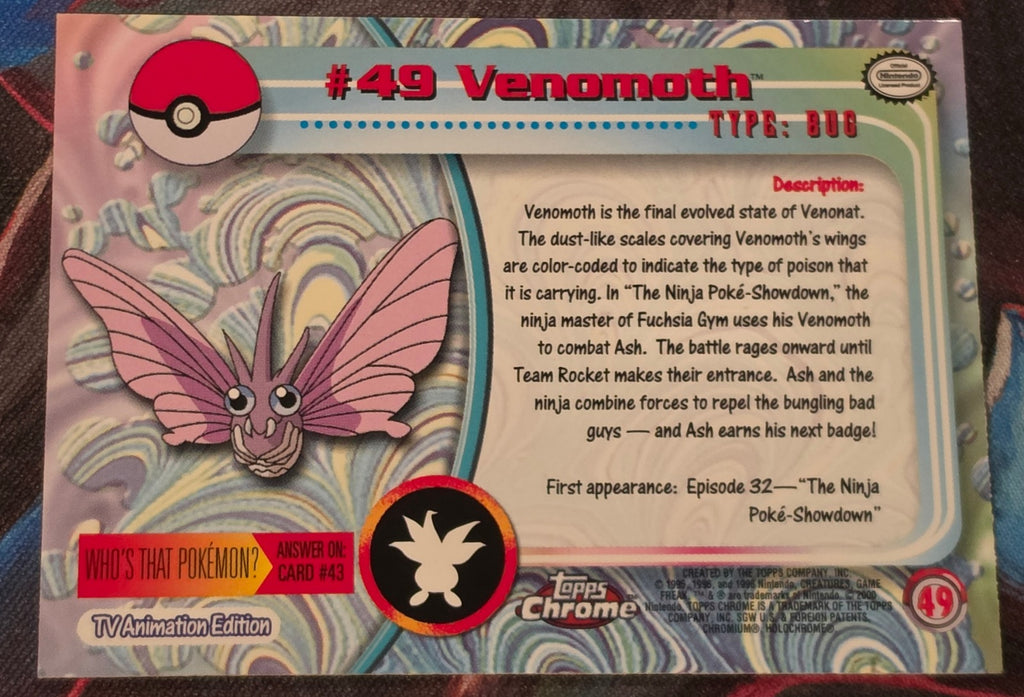 Venomoth #49 - 2000 Topps Chrome - NM - Pokemon (Back)