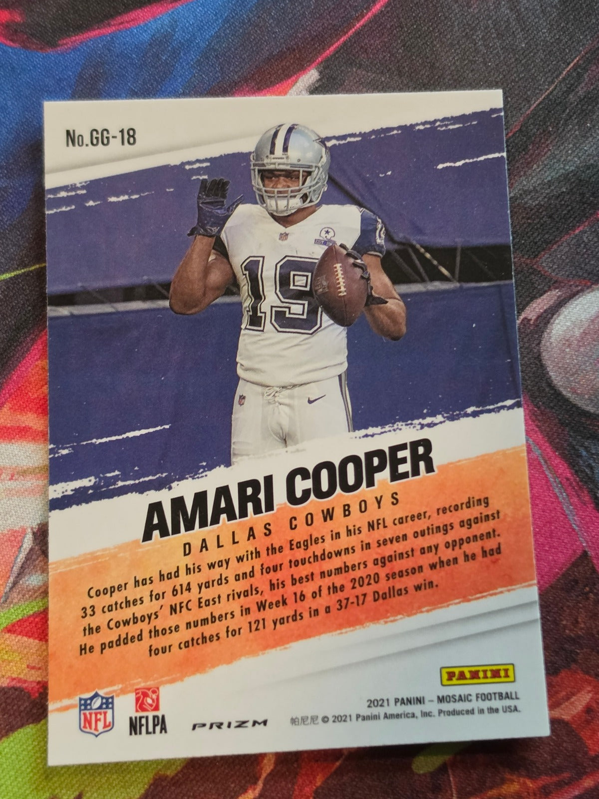 Amari Cooper 2021 Panini Mosaic - Got Game? Mosaic GG-18 NM Football (Back)
