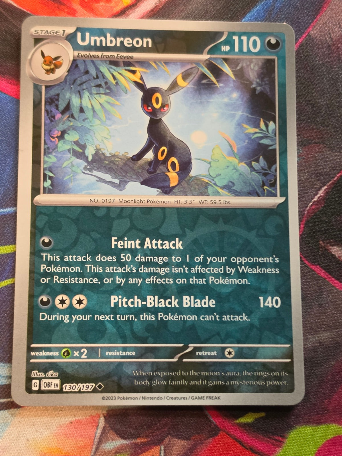 Umbreon Reverse Holo Uncommon SV03: Obsidian Flames 130/197 LP Pokemon