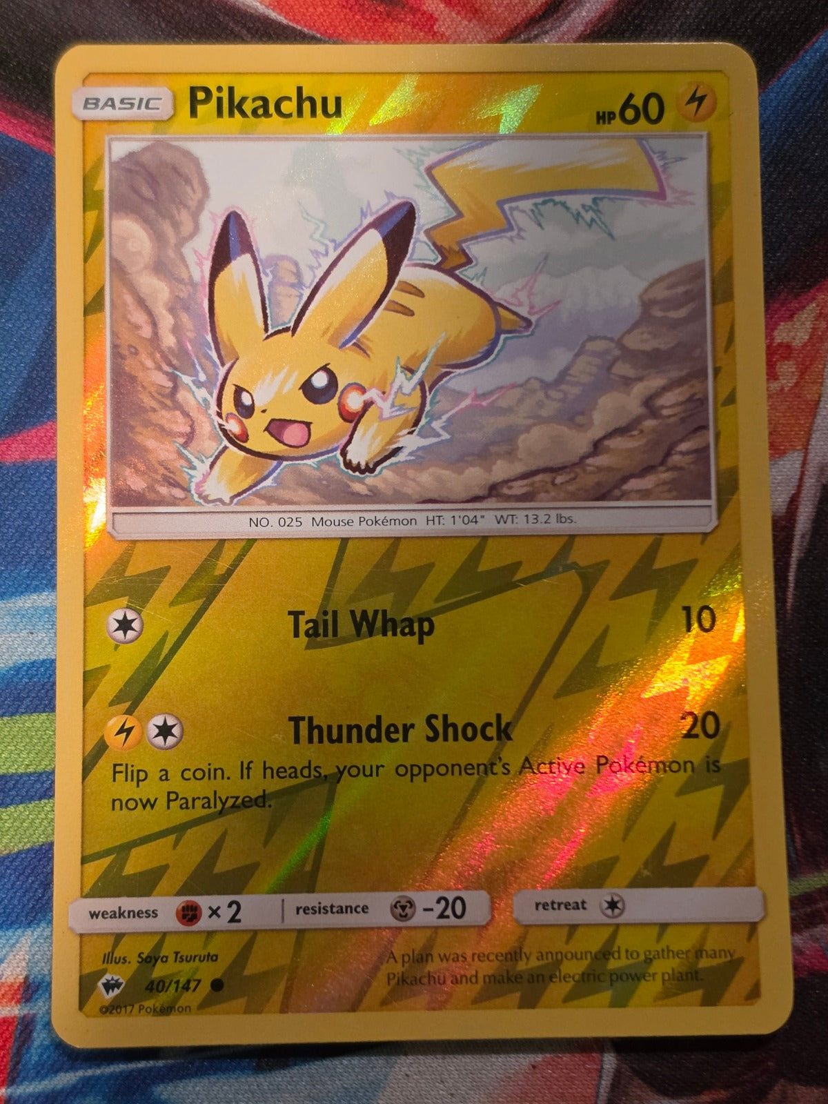 Pikachu Common SM - Burning Shadows 40/147 LP+ Pokemon