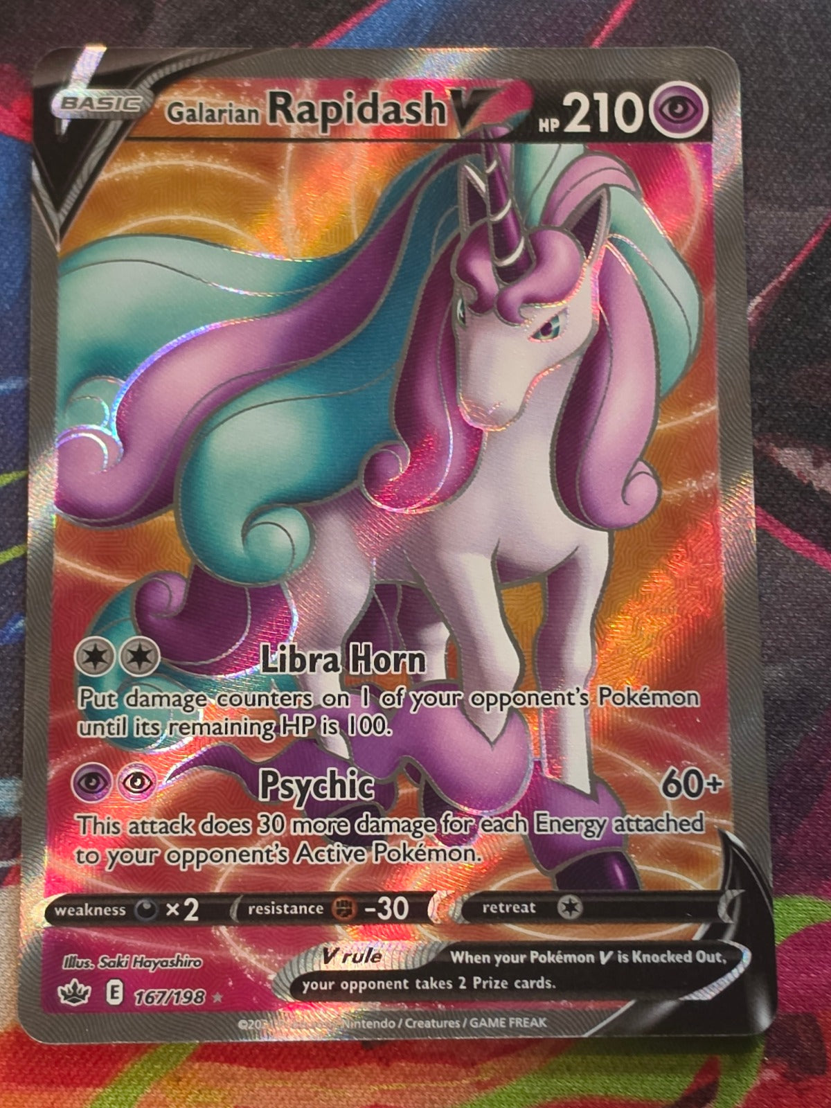 Galarian Rapidash V (Full Art) Ultra Rare SWSH06: Chilling Reign 167/198 NM Pokemon