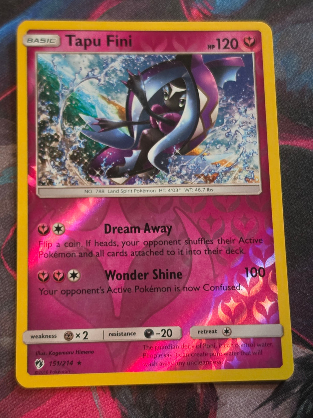 Tapu Fini - 151/214 - SM - Lost Thunder - Holo Rare - Reverse Holo - LP - Pokemon