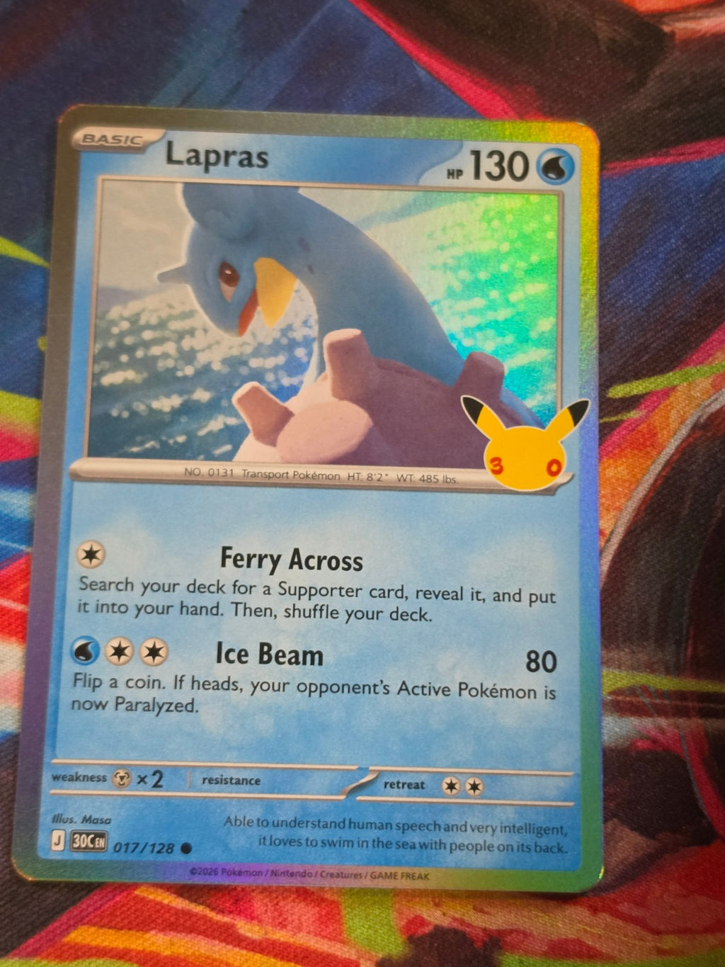 Lapras Common ME: 30th Celebration 017/128 NM Pokemon