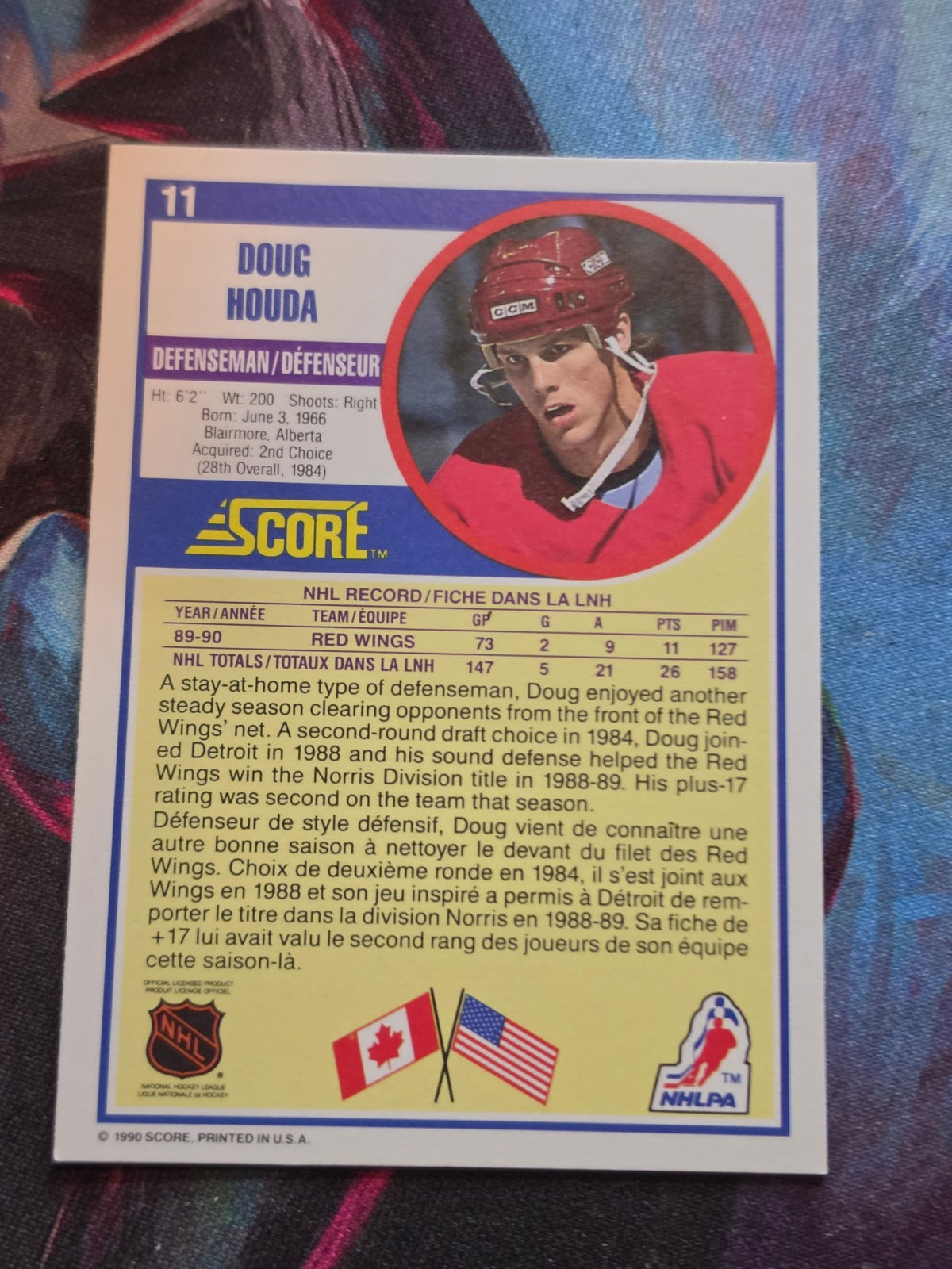 Doug Houda 1990-91 Score Canadian #11 RC NM Hockey (Back)